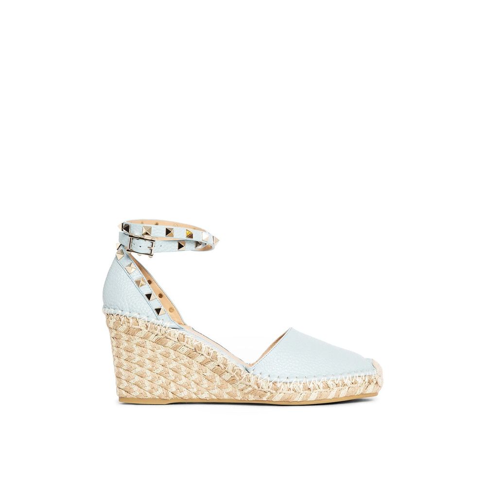Valentino Garavani Blue Calfskin Wedge Sandals LUNESCAPE