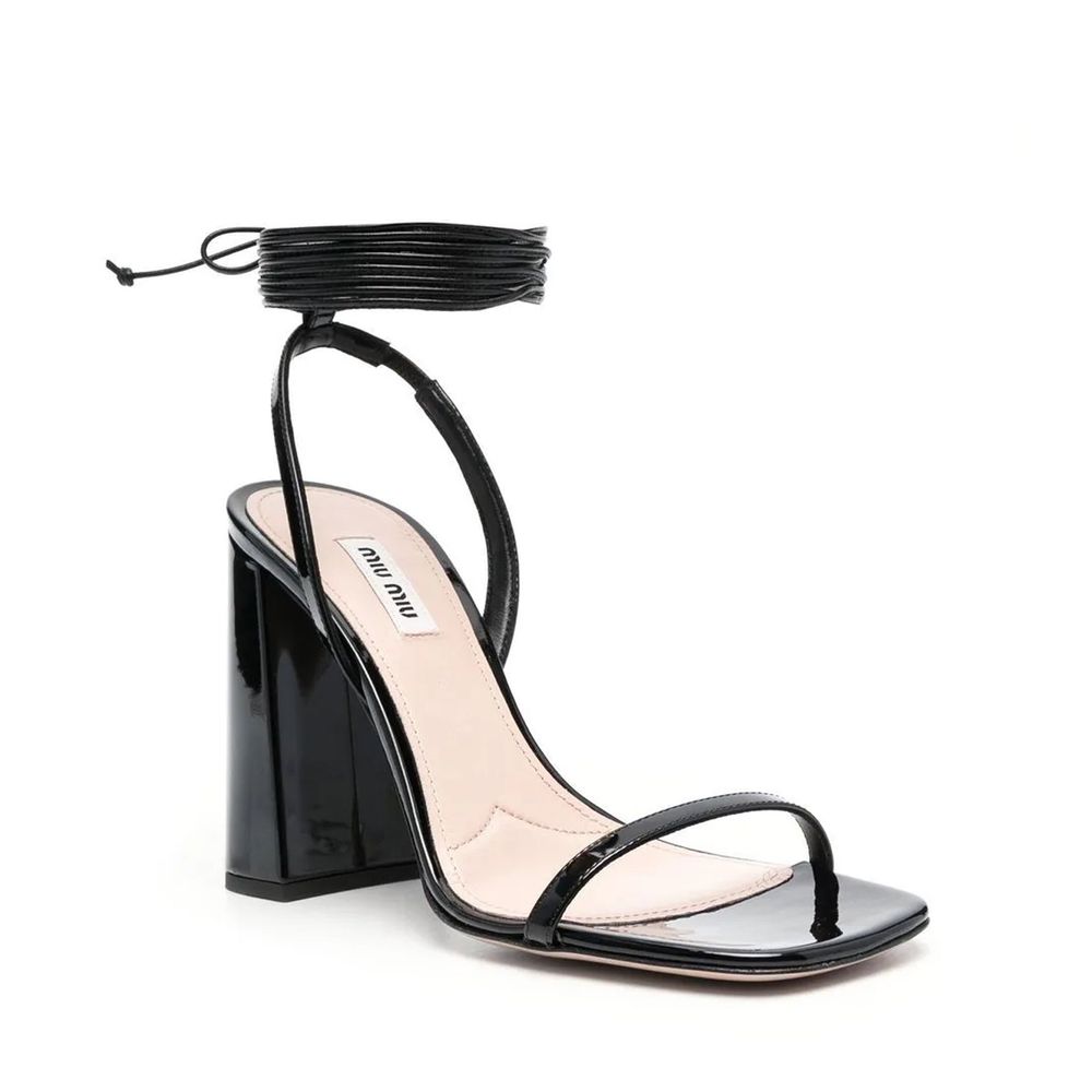 Miu Miu Black Calfskin Sandals