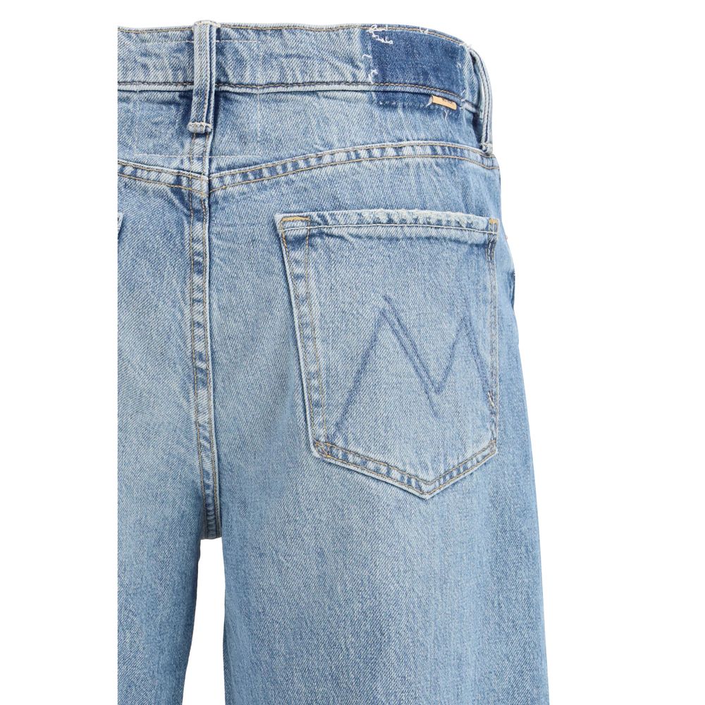 Mother Denim Blue Cotton Straight-Leg Jeans