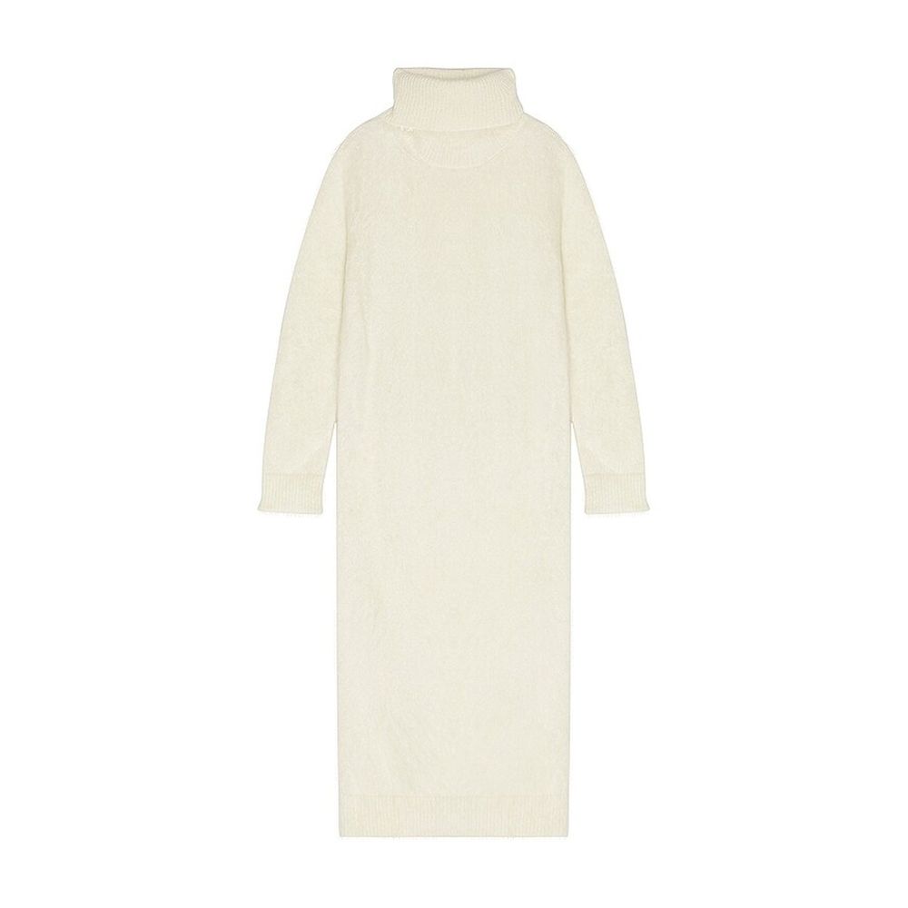 Saint Laurent White Mohair Turtleneck Dress