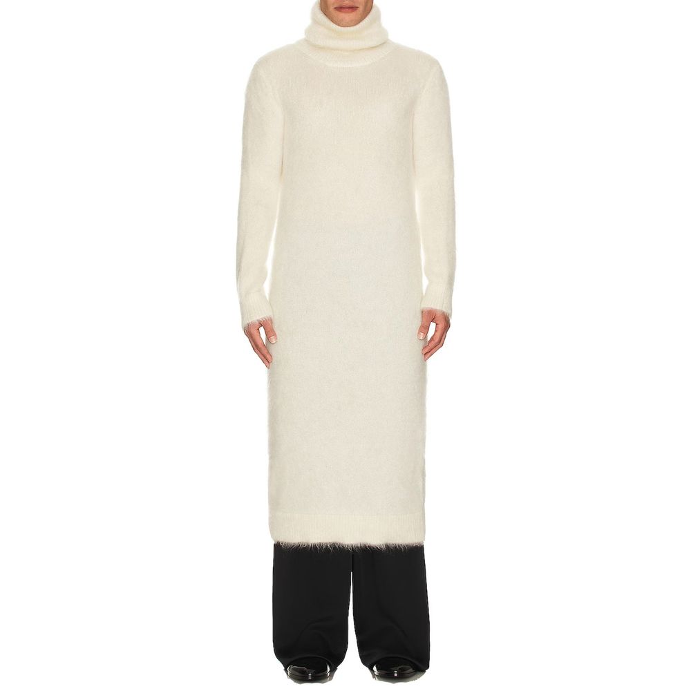Saint Laurent White Mohair Turtleneck Dress