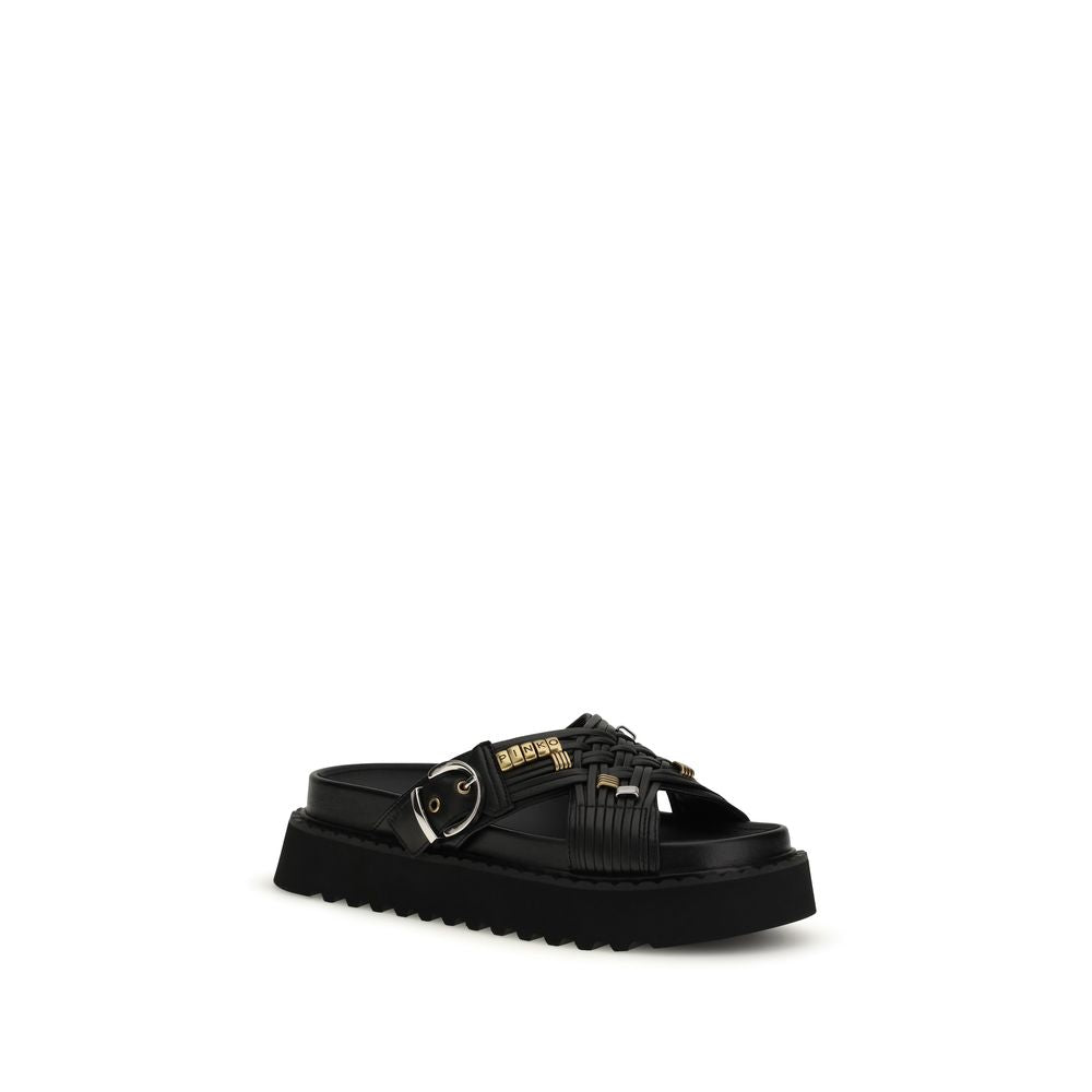 PINKO Black Goatskin Platform Sandals LUNESCAPE