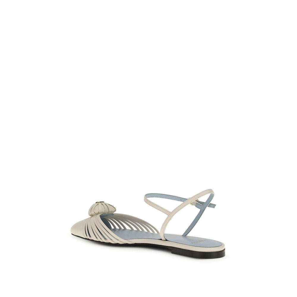 Valentino Garavani Beige Goatskin Ballet Flats