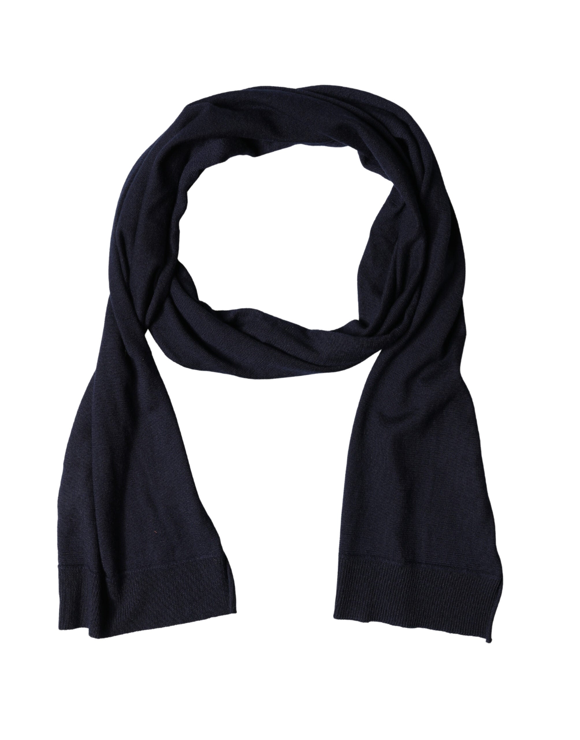Dolce & Gabbana Blue Wool Knitted Shawl Neck Wrap 200cm x 25cm  Scarf