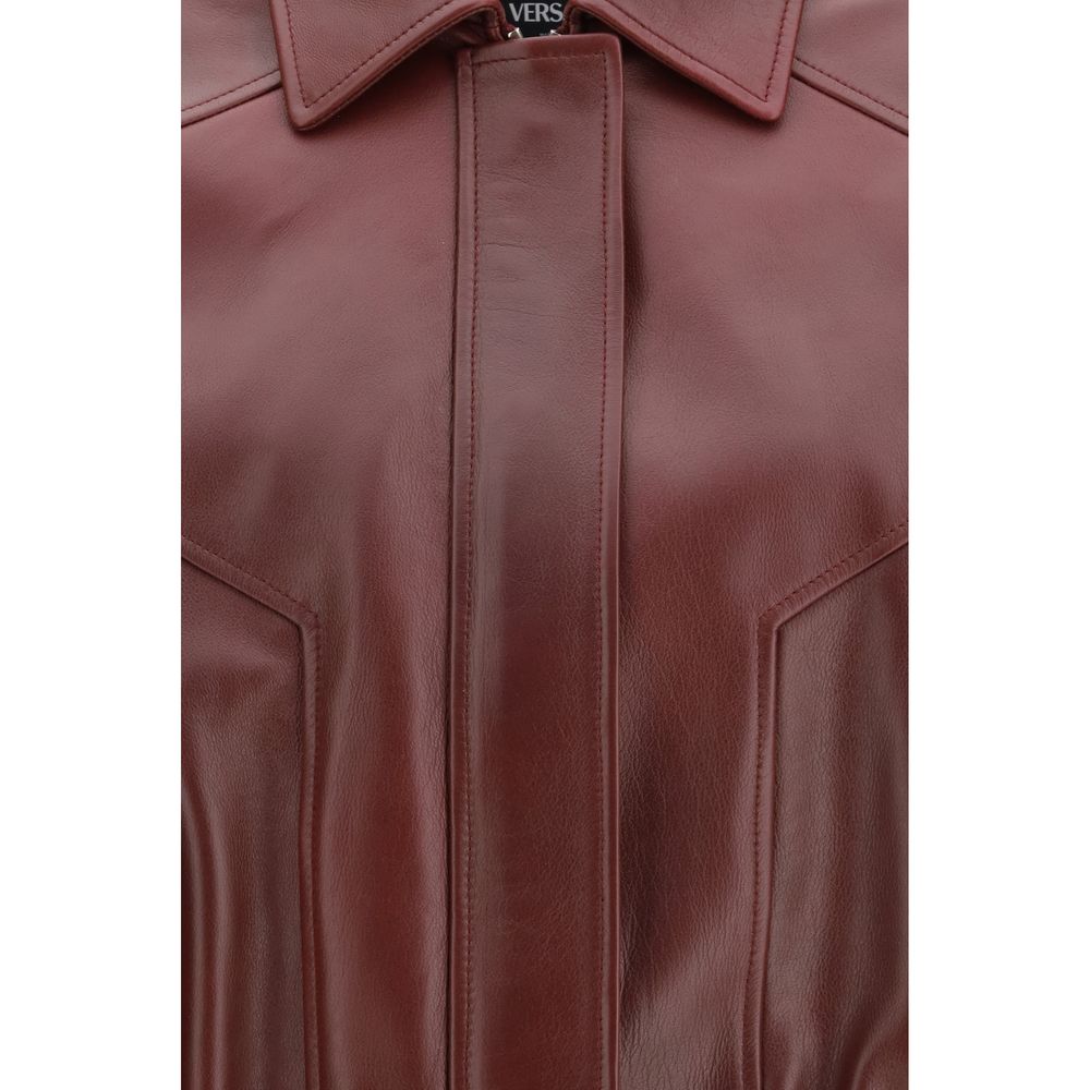 Versace Bordeaux Calf Leather Bos Taurus Leather Jacket