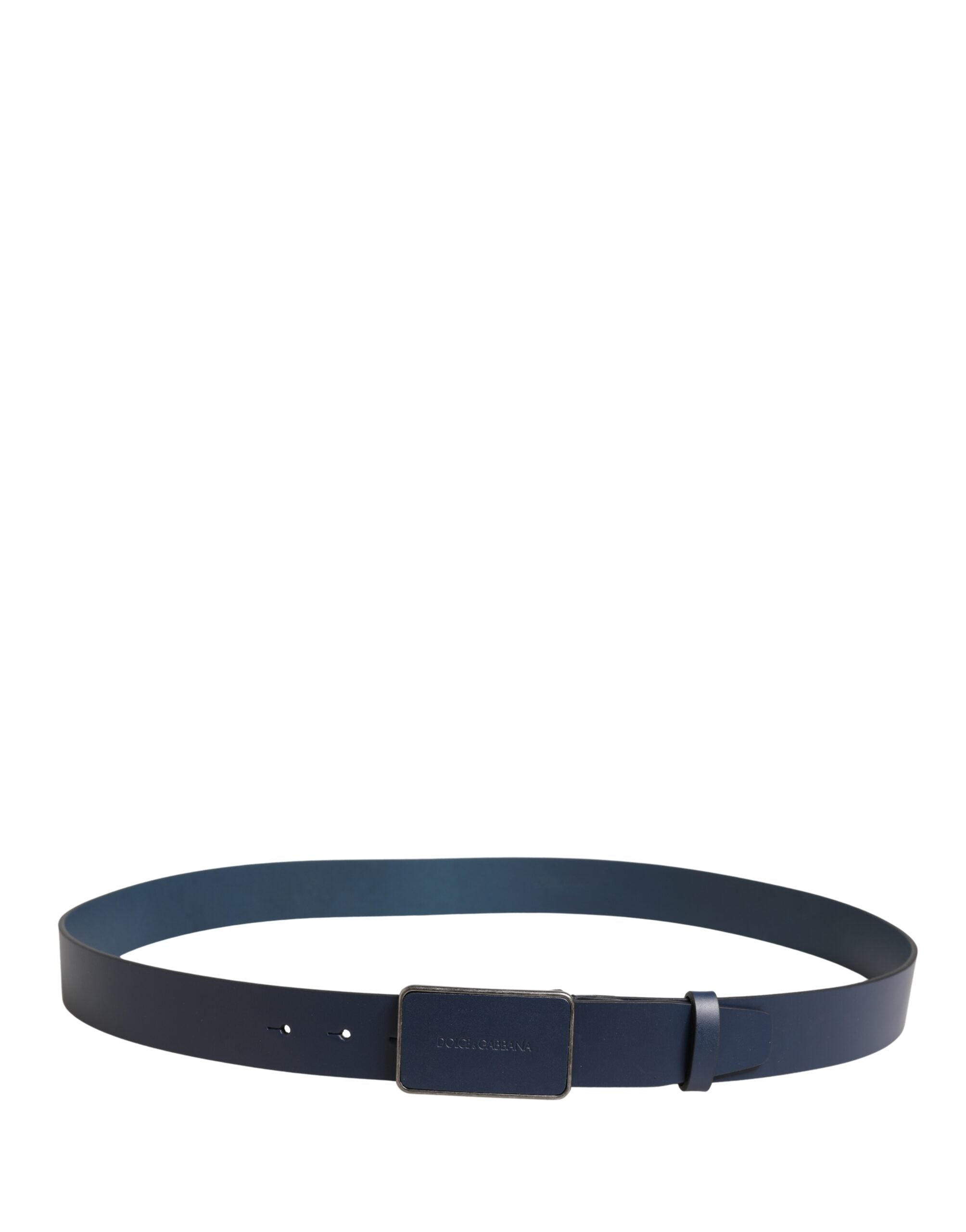 Dolce & Gabbana Blue Leather Logo Metal Buckle Men Belt