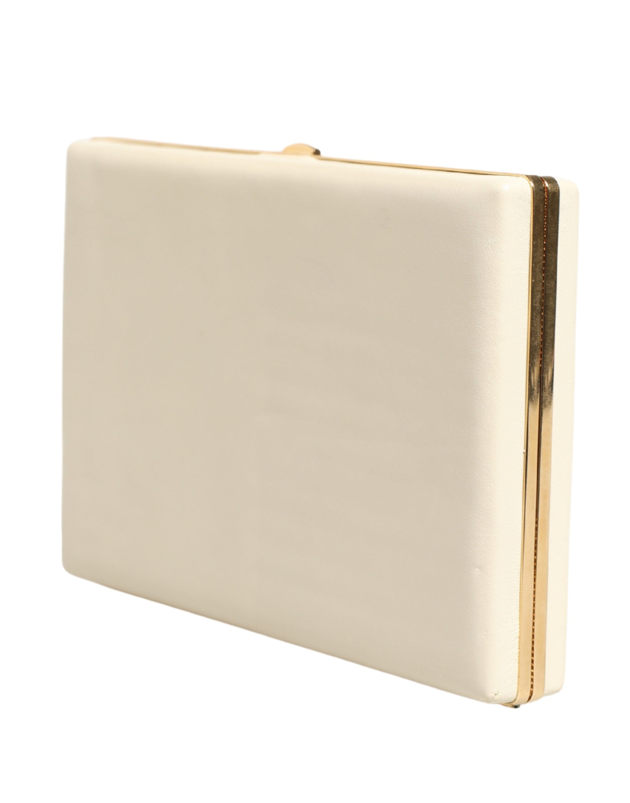 Dolce & Gabbana White Lambskin Leather Clutch Evening Women Purse Bag