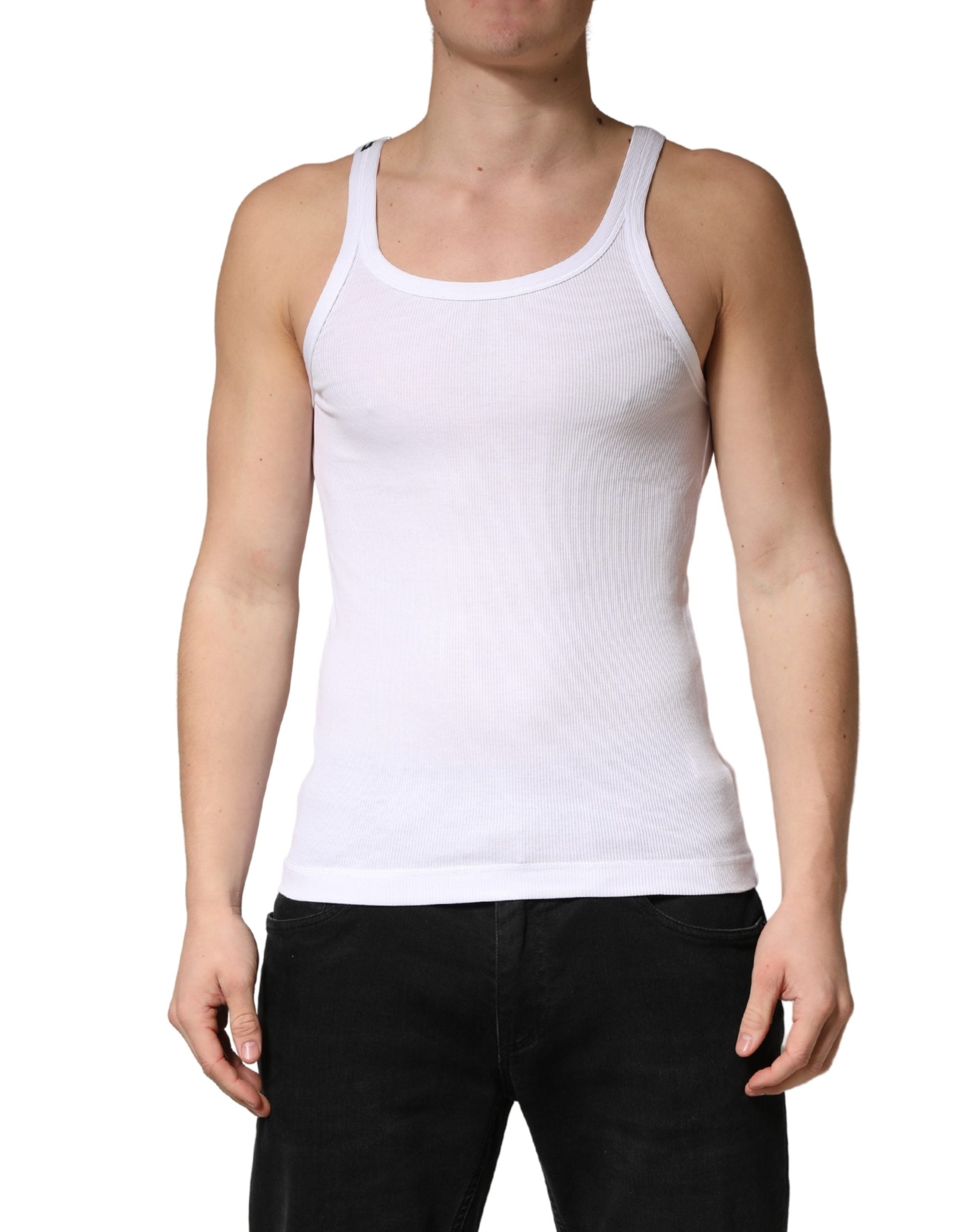 Dolce & Gabbana White Sleeveless Round Neck Tank Top T-shirt