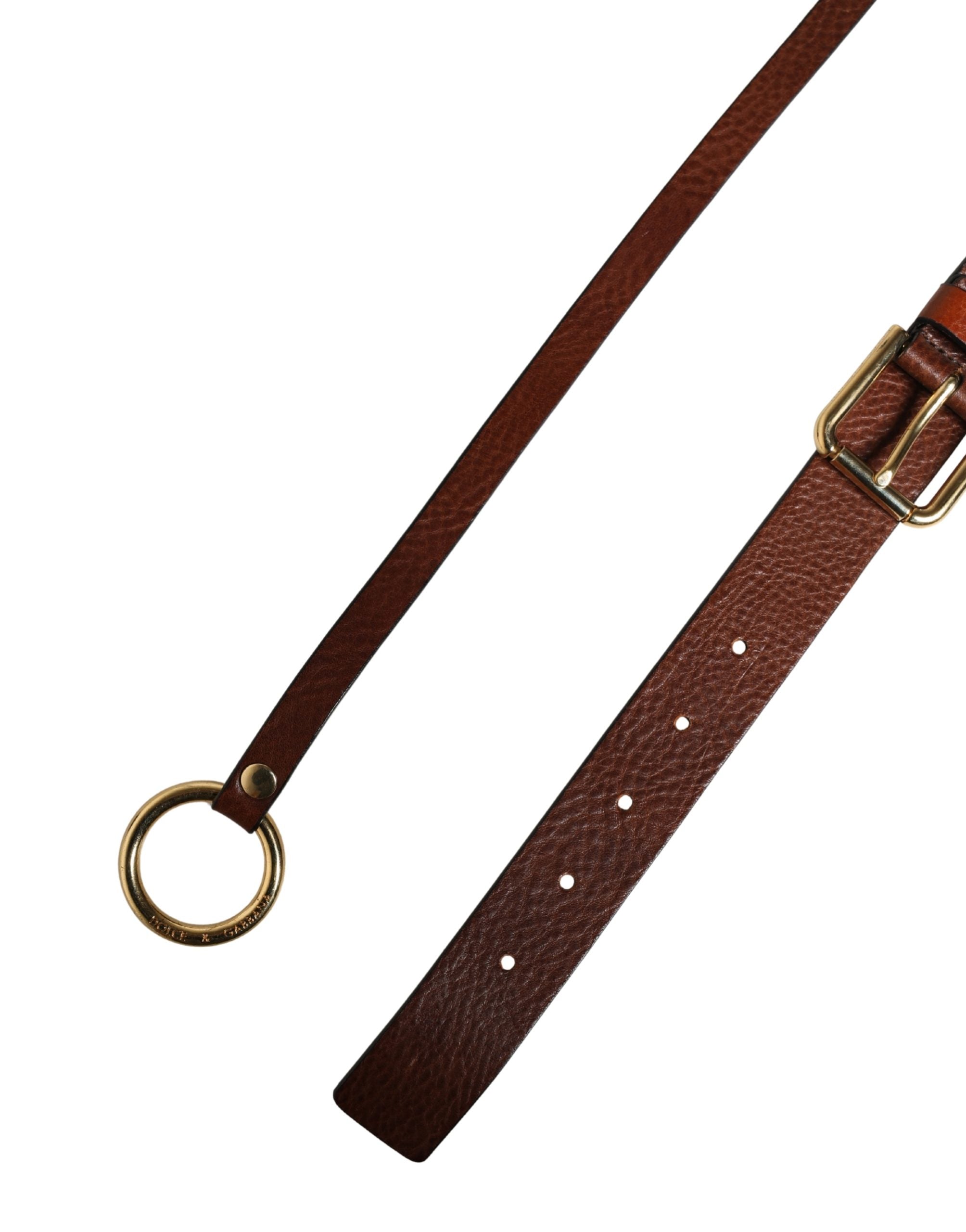Dolce & Gabbana Men Brown Classic Leather Metal Buckle Belt