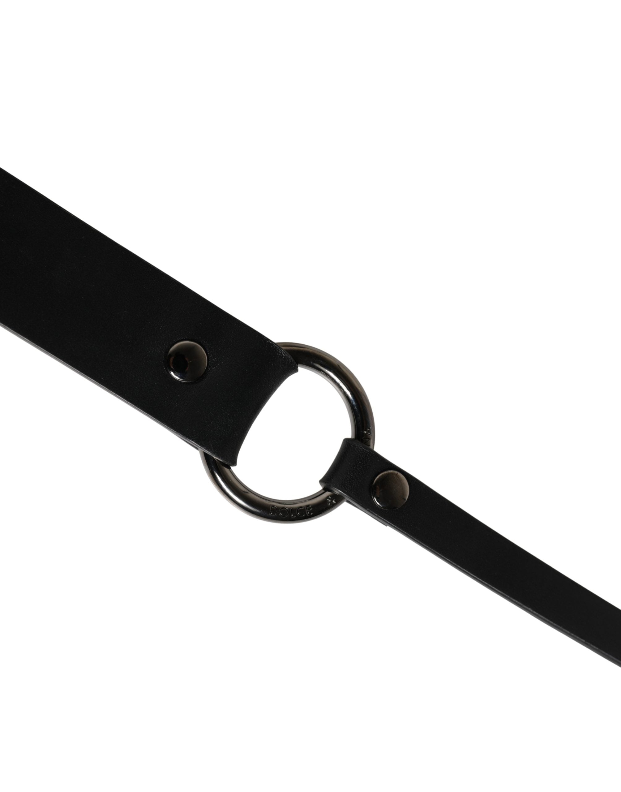 Dolce & Gabbana Men Black Calfskin Leather Metal Buckle Belt