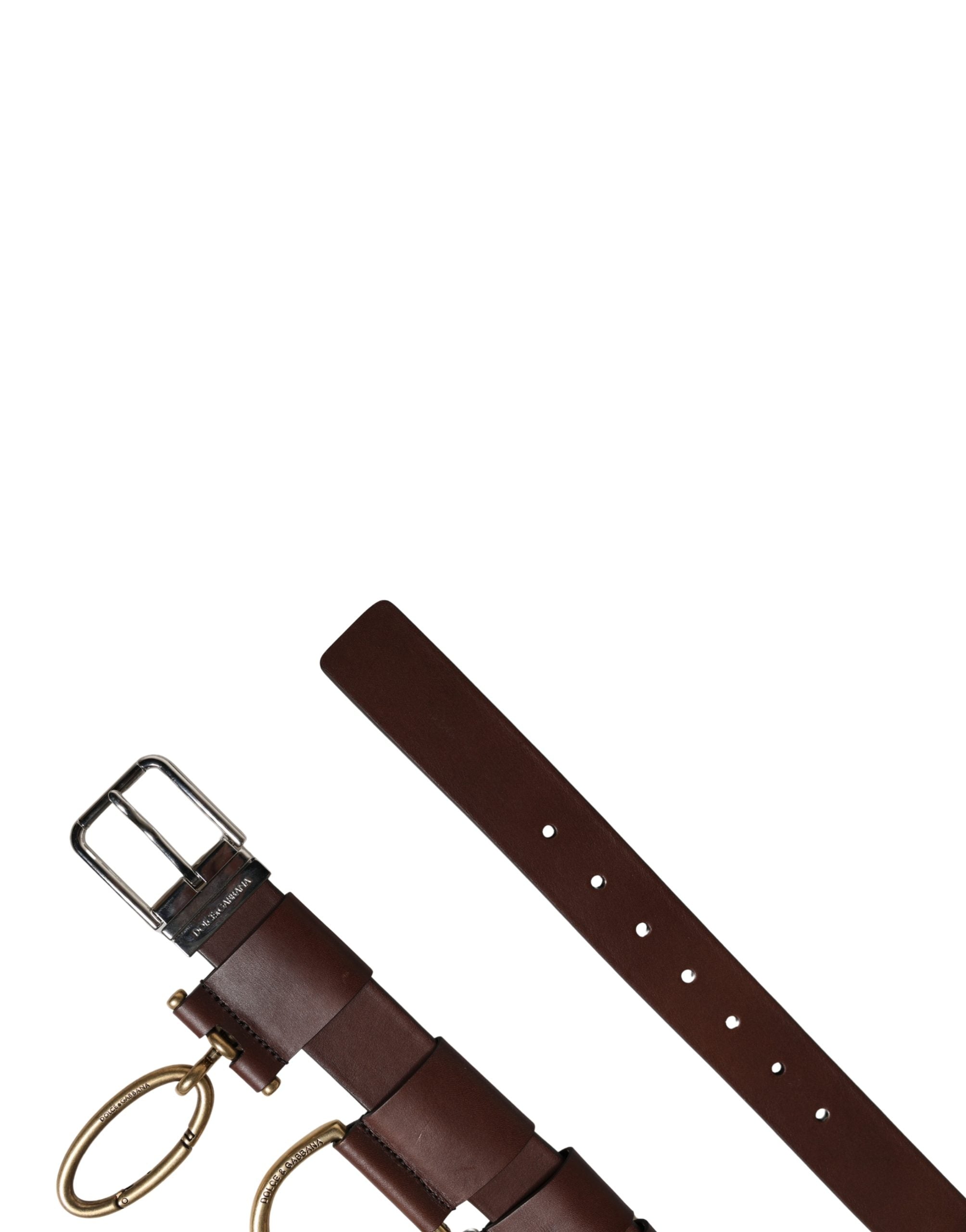 Dolce & Gabbana Men Brown Classic Leather Metal Buckle Belt