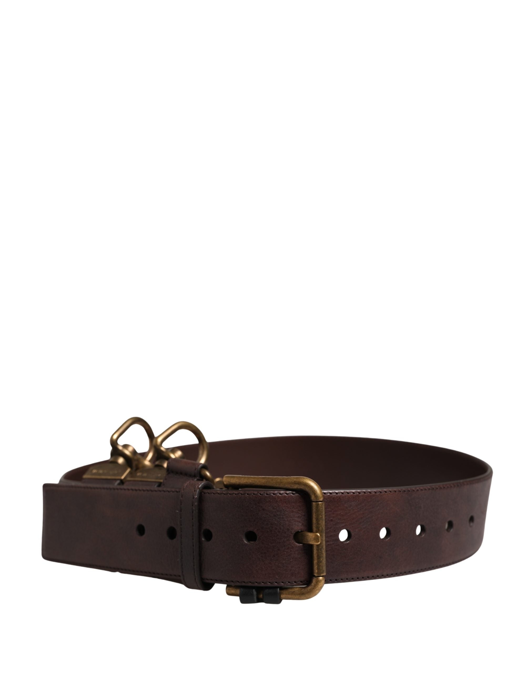 Dolce & Gabbana Men Brown Calfskin Leather Metal Buckle Belt