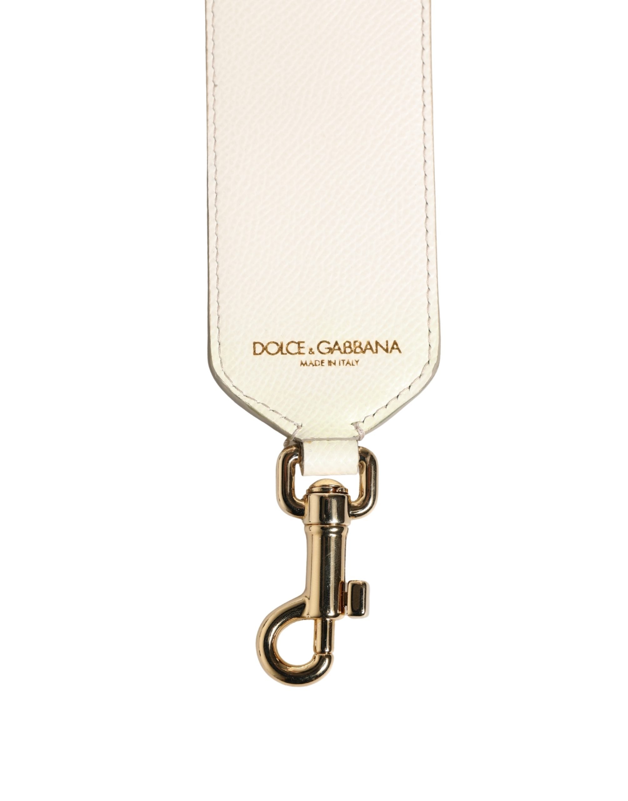 Dolce & Gabbana White Blue Floral Leather Stud Accessory Shoulder Strap