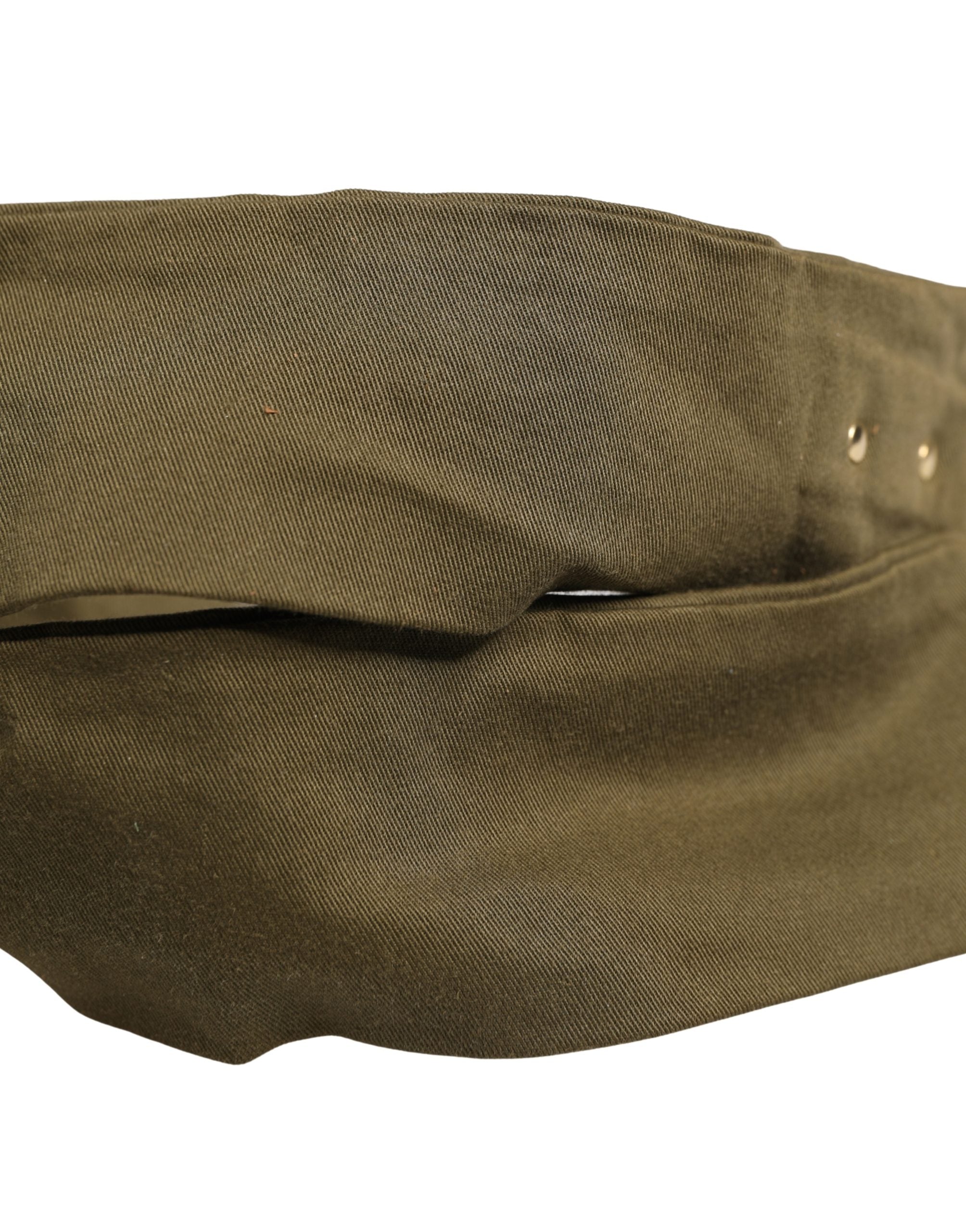 Ermanno Scervino Army Green Cotton Round Buckle Waist Belt