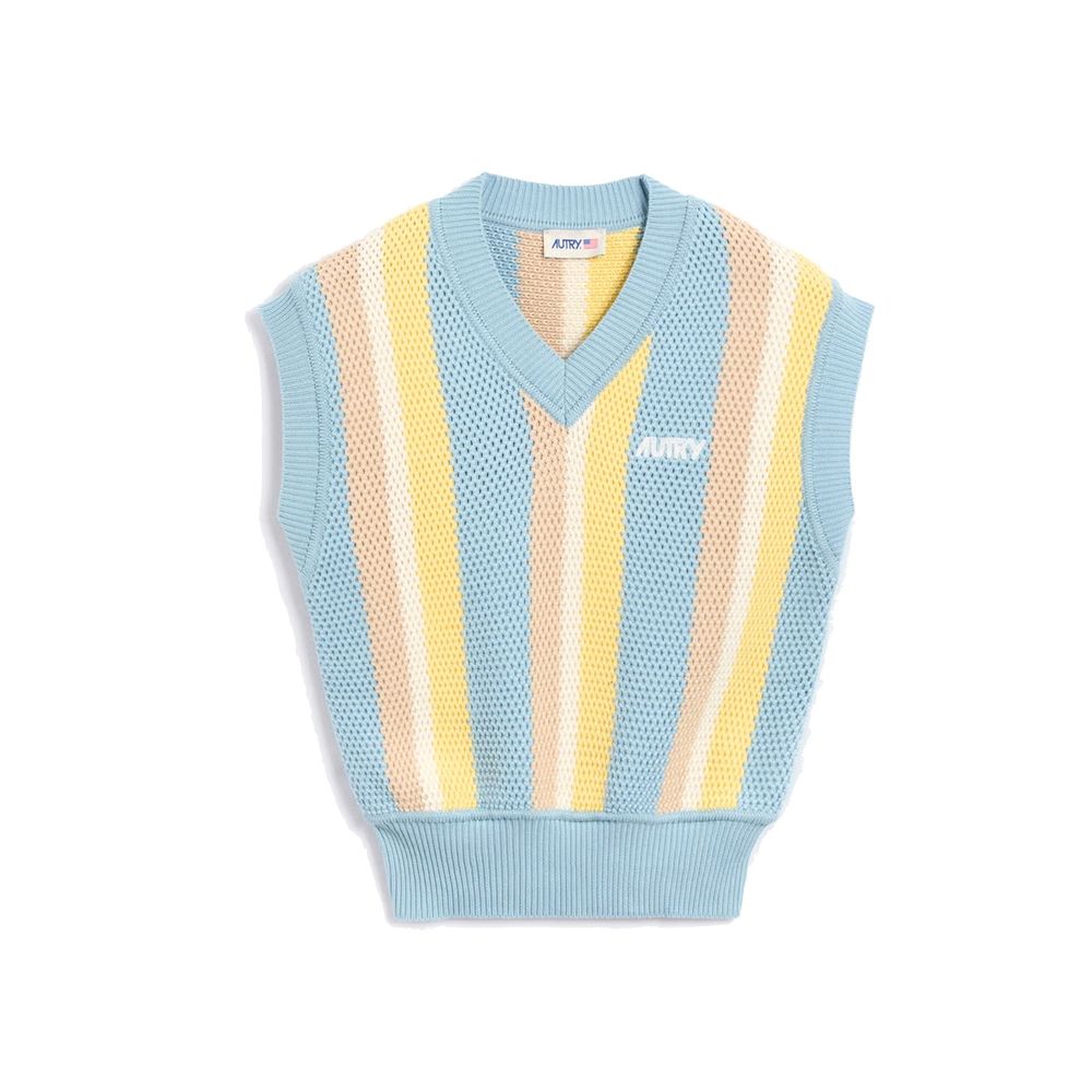 Autry Blue Cotton Sweater Vest