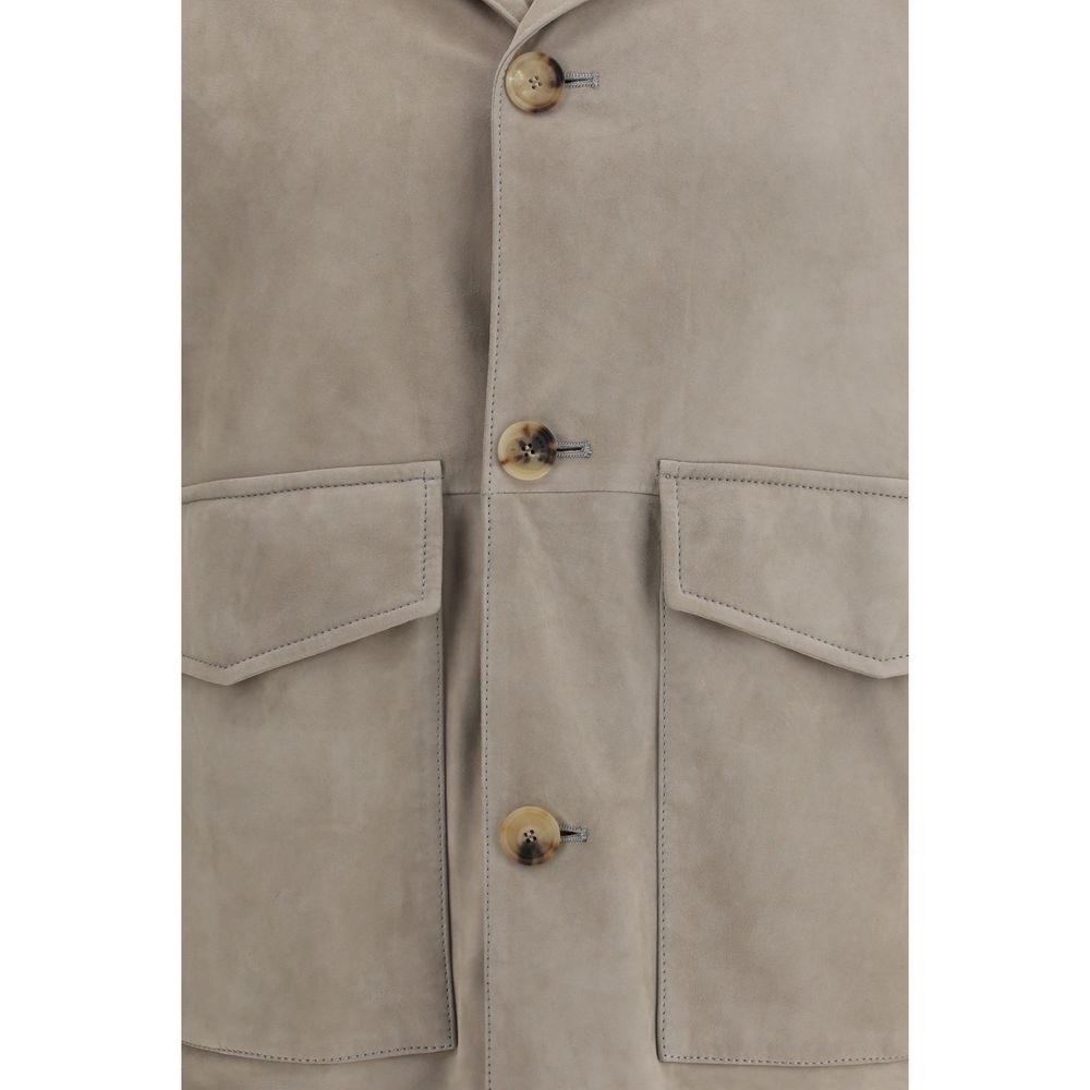 Brunello Cucinelli Bicolor Calf Leather Bos Taurus Leather Jacket