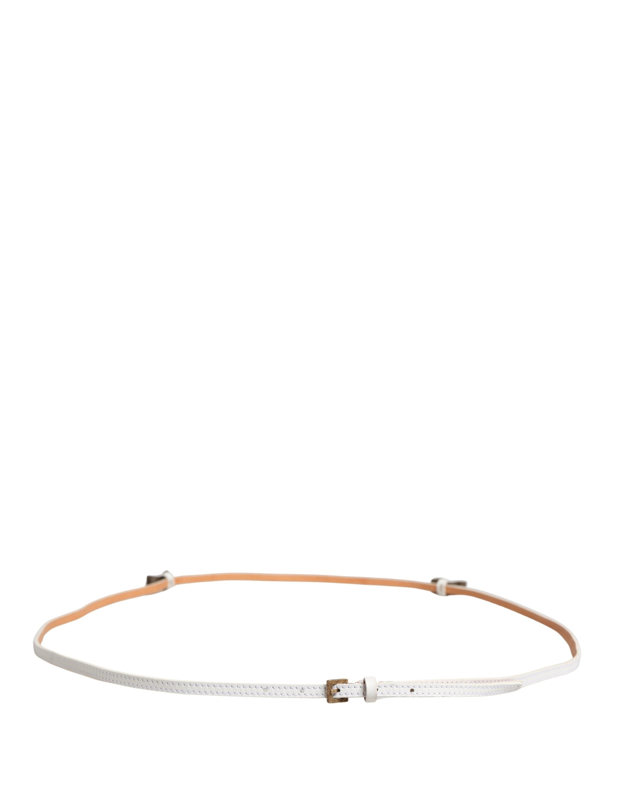 Ermanno Scervino White Leather Skinny Gold Metal Buckle Belt