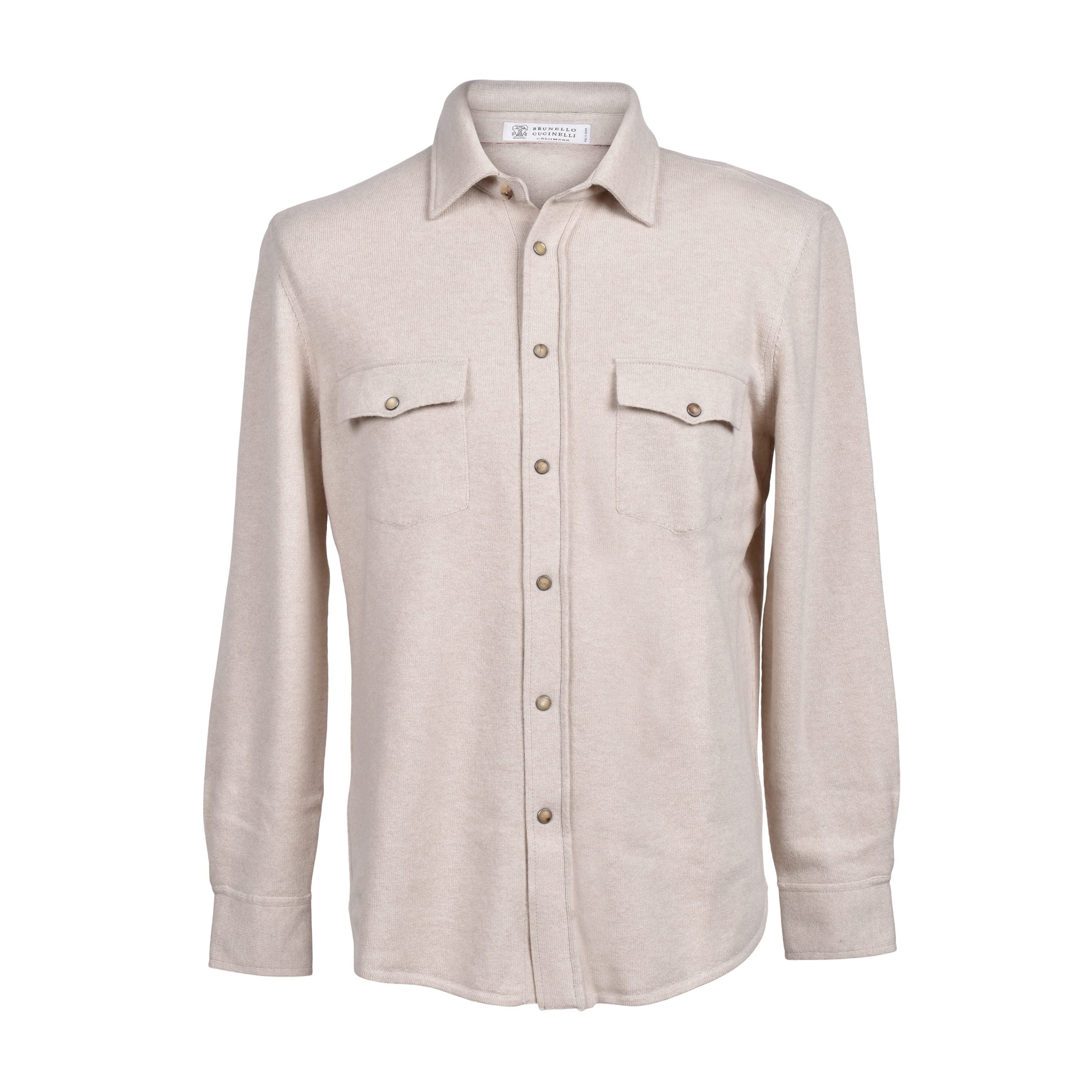 Brunello Cucinelli Beige Wool Dress Shirt LUNESCAPE