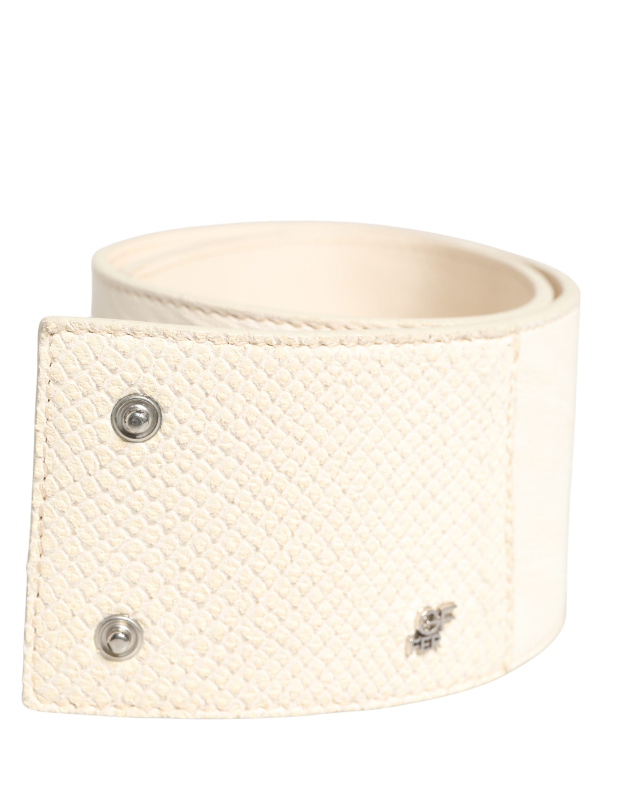 GF Ferre Off White Waxed Cotton Wide Fashion Waistband Belt