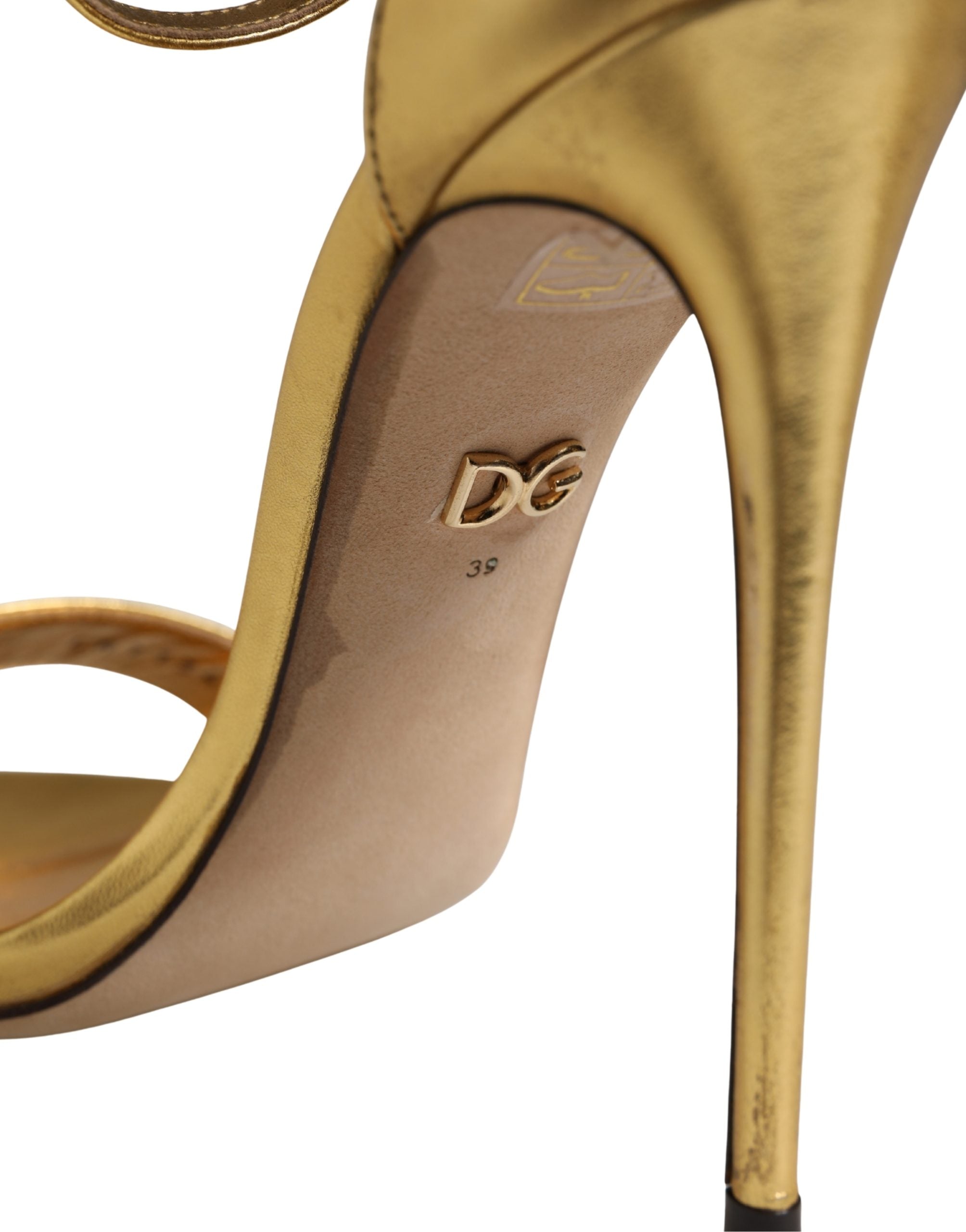 Dolce & Gabbana Gold Leather Keira High Heels Sandals Shoes
