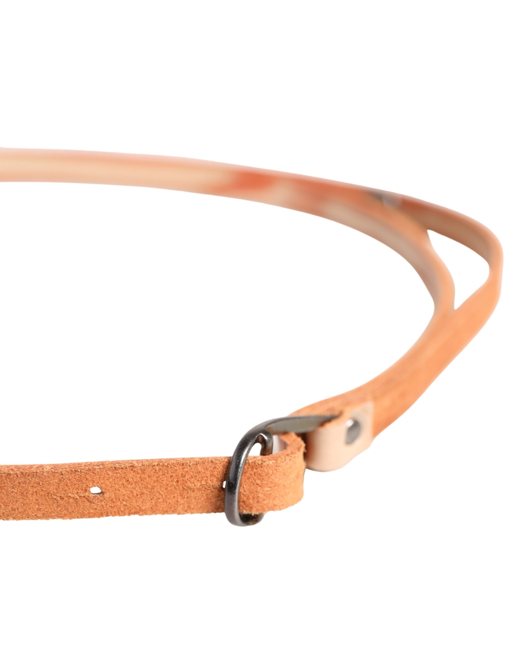 Scervino Street Women Orange Silver Metal Buckle Skinny Belt