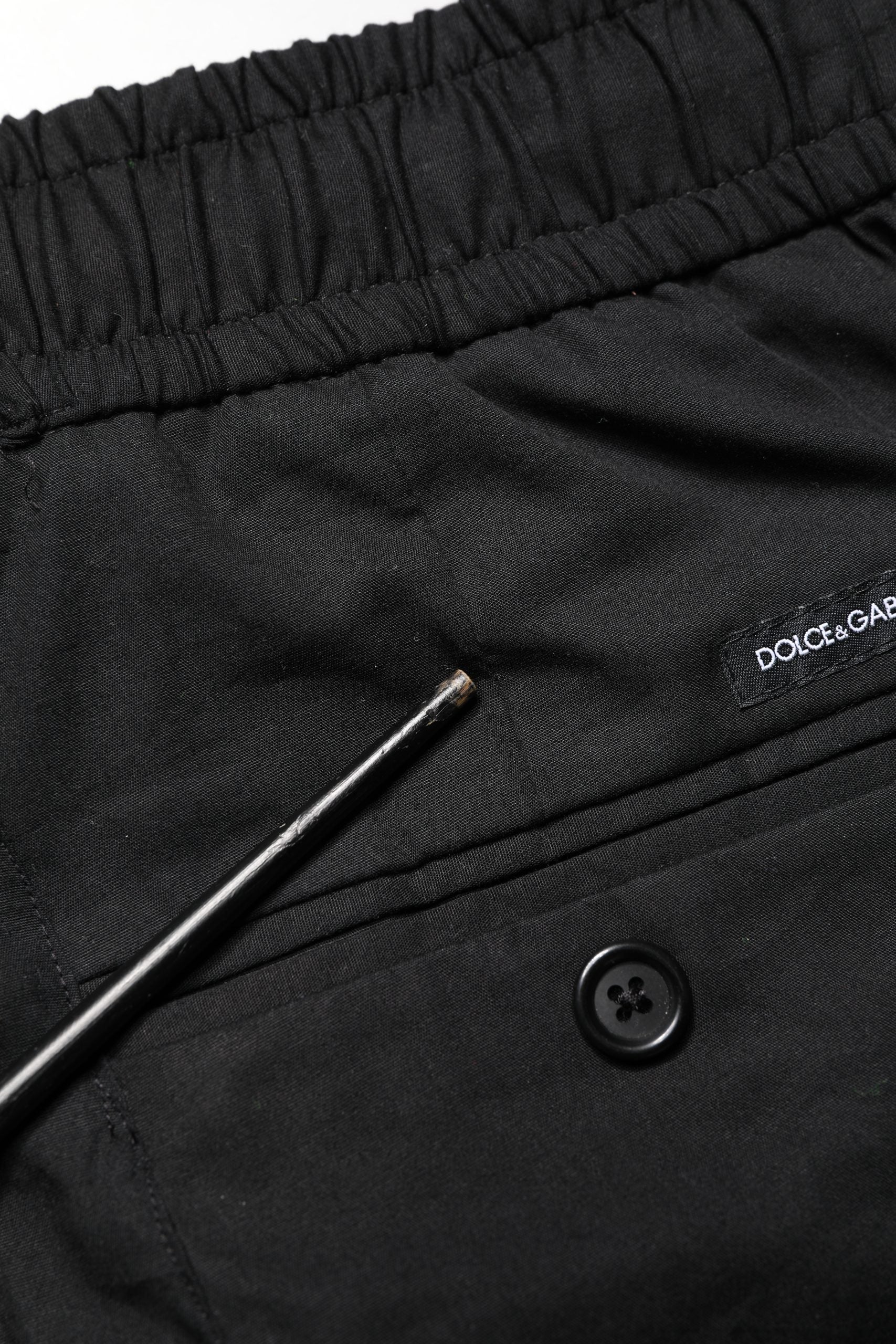Dolce & Gabbana Black Cotton Skinny Men Jogger Trouser Pants