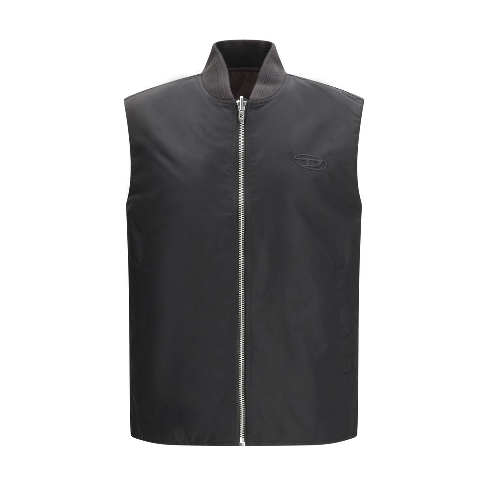 Diesel Brown Polyamide Sleveless Jacket LUNESCAPE