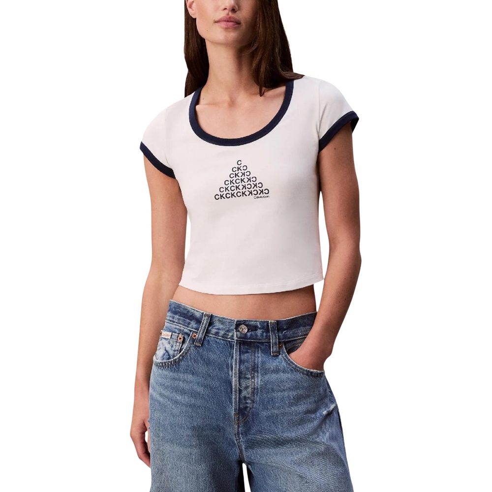 Calvin Klein Jeans White Cotton Tank Tops