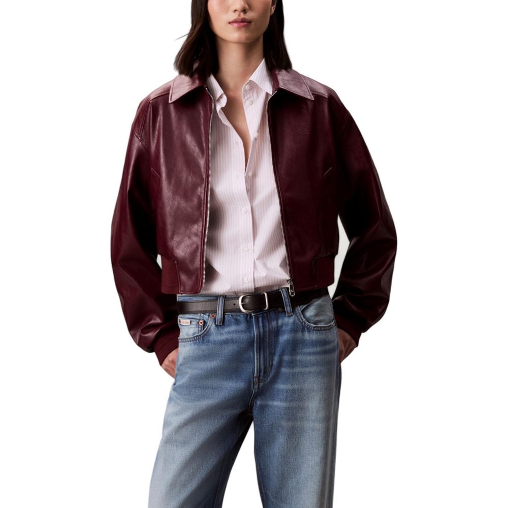 Calvin Klein Jeans Bordeaux Polyethylene Leather Jacket