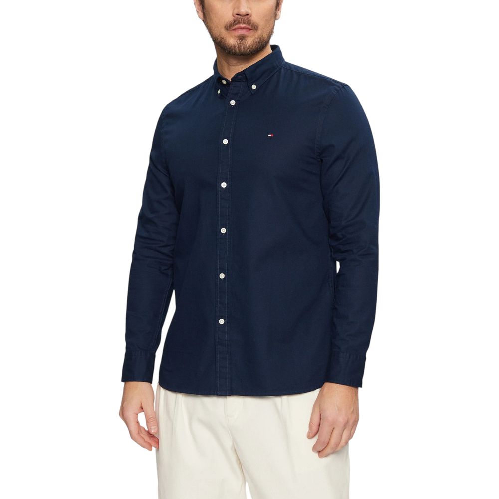 Tommy Hilfiger Blue Recycled Cotton Dress Shirt LUNESCAPE