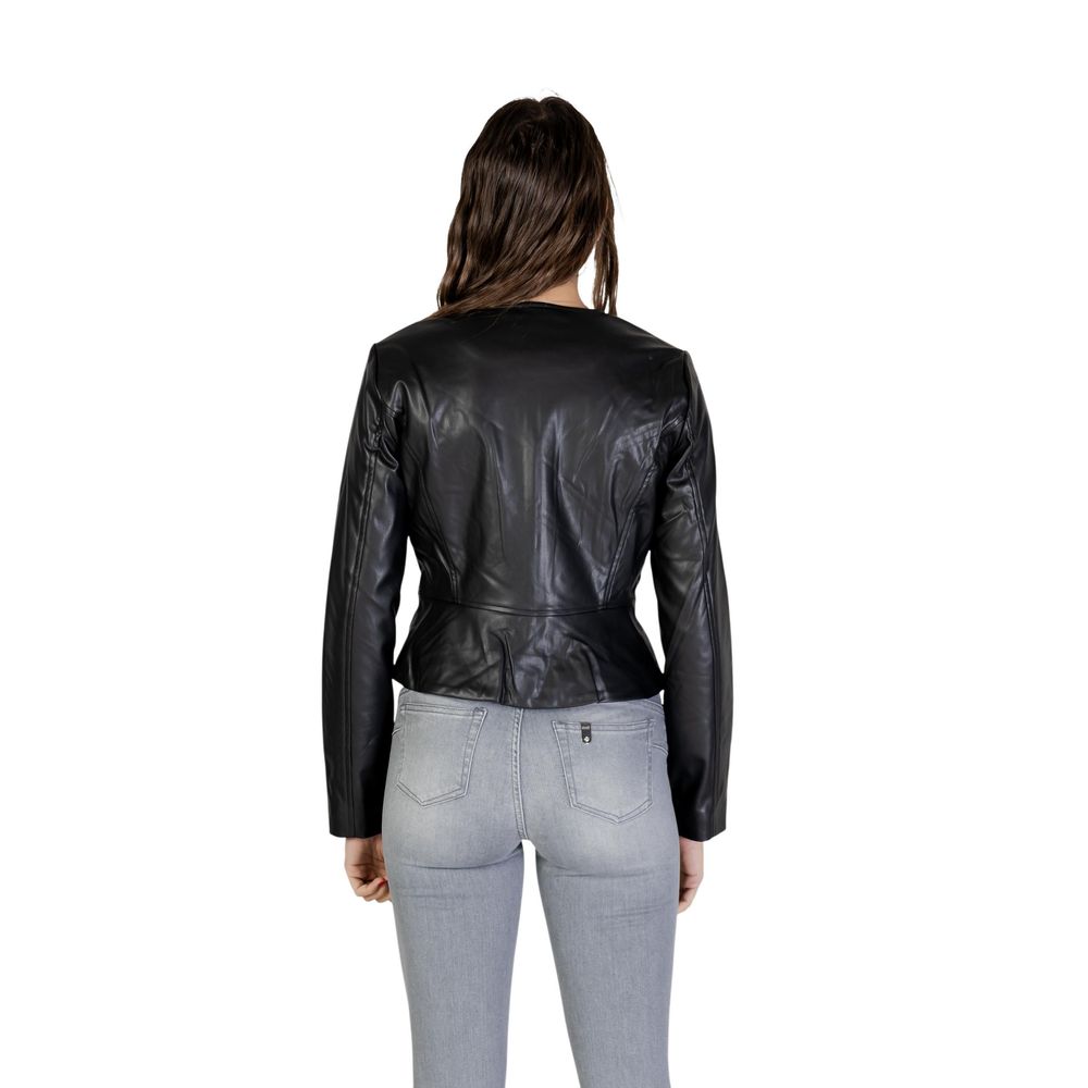 Jacqueline De Yong Black Polyester Leather Jacket