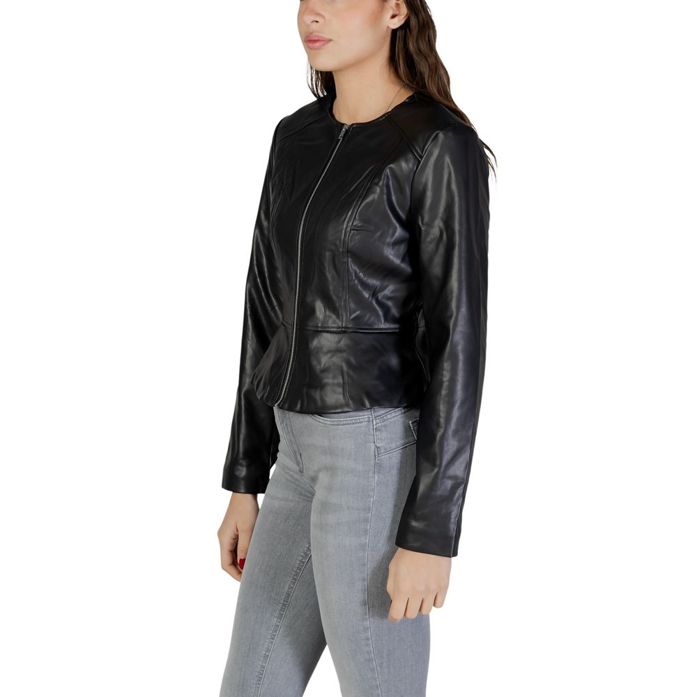 Jacqueline De Yong Black Polyester Leather Jacket