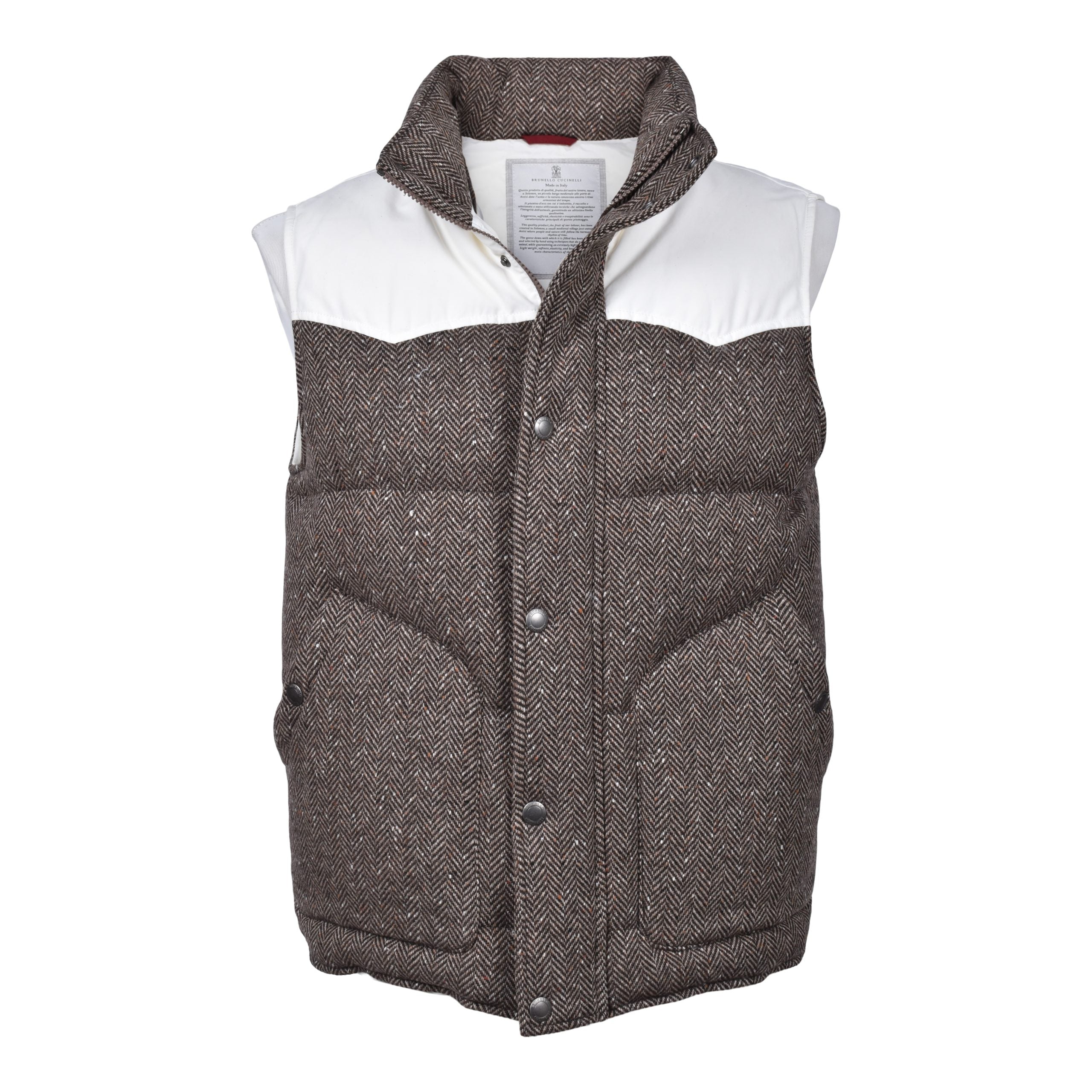 Brunello Cucinelli Brown Wool Sleveless Jacket LUNESCAPE