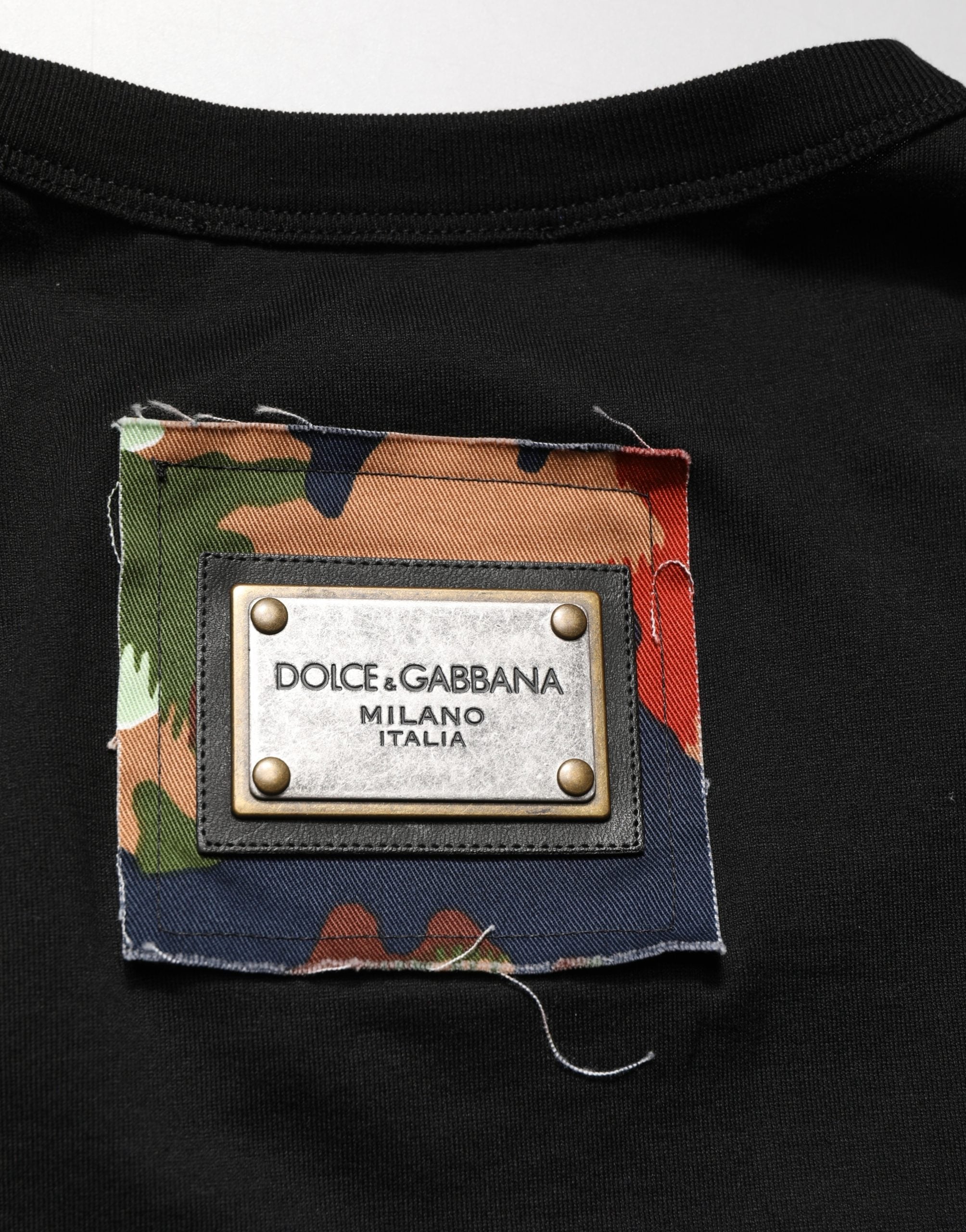 Dolce & Gabbana Black Italians Do It Better Camo Pocket Men T-shirt