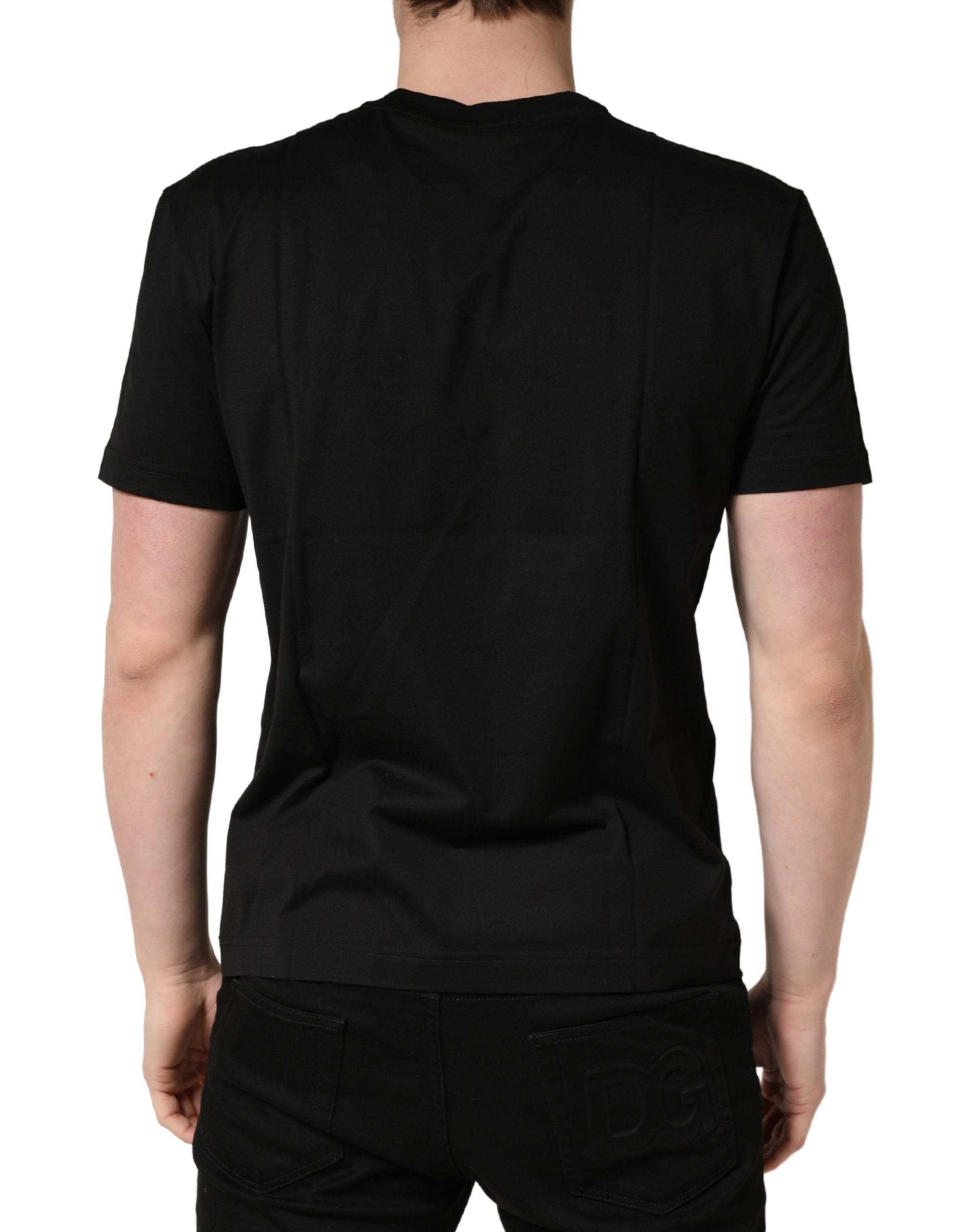 Dolce & Gabbana Black Logo DG Print Cotton Crew Neck T-shirt