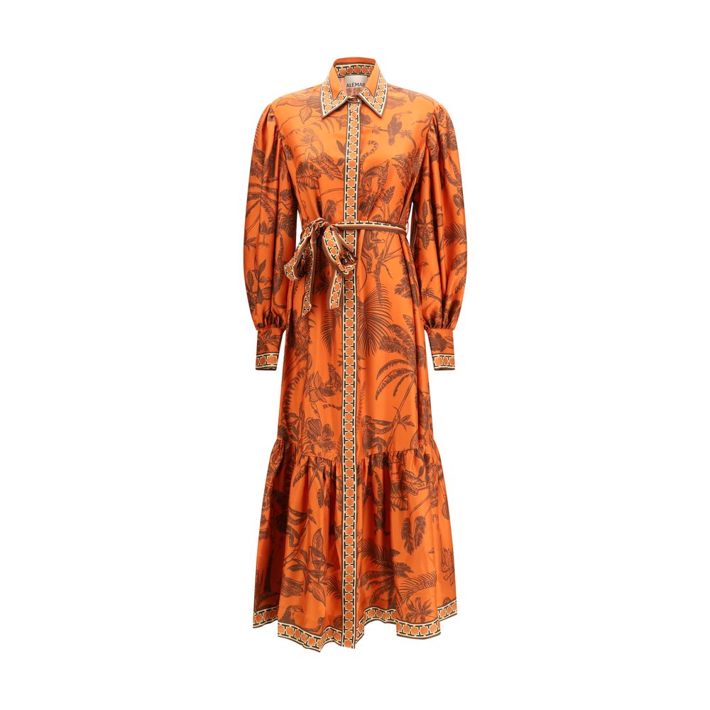 Alemais Orange Silk Casual Dress LUNESCAPE