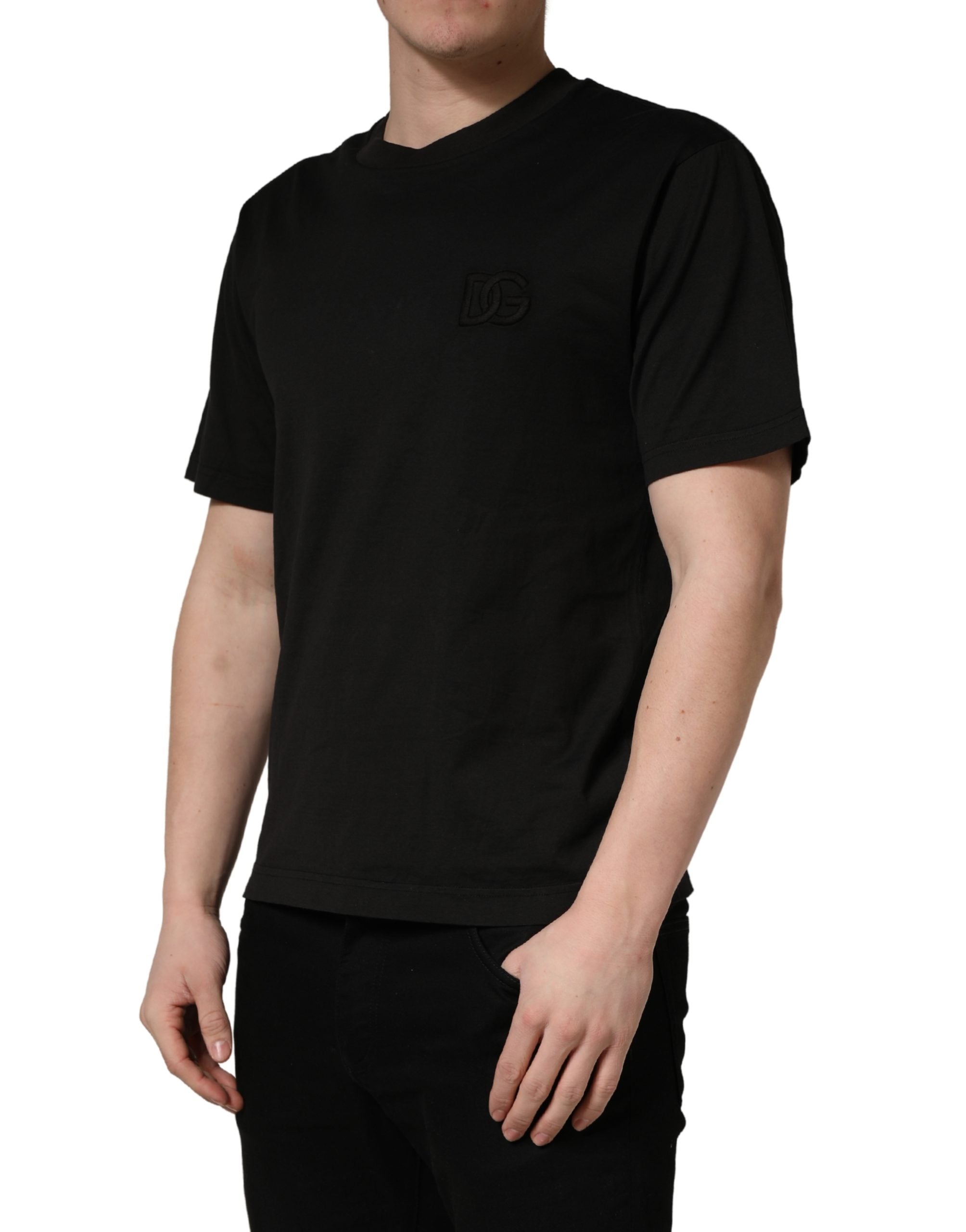 Dolce & Gabbana Black Cotton Short Sleeves Crew Neck  T-shirt