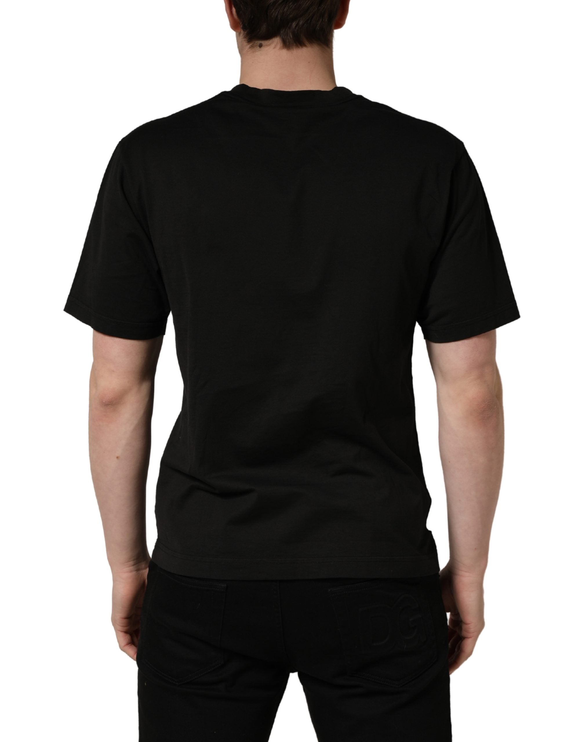 Dolce & Gabbana Black Cotton Short Sleeves Crew Neck  T-shirt