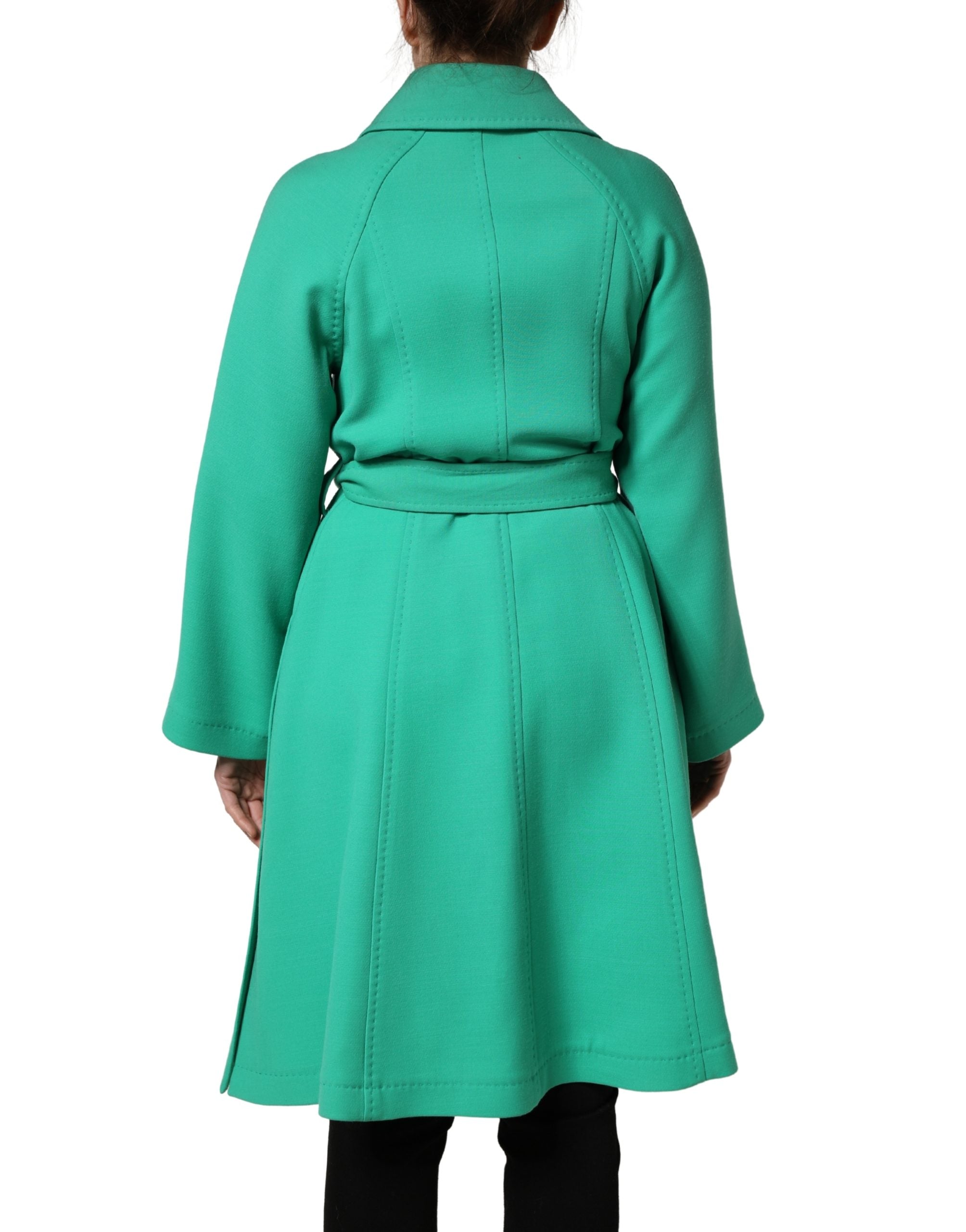 Dolce & Gabbana Green Buttoned Down Belt Trench Coat Jacket
