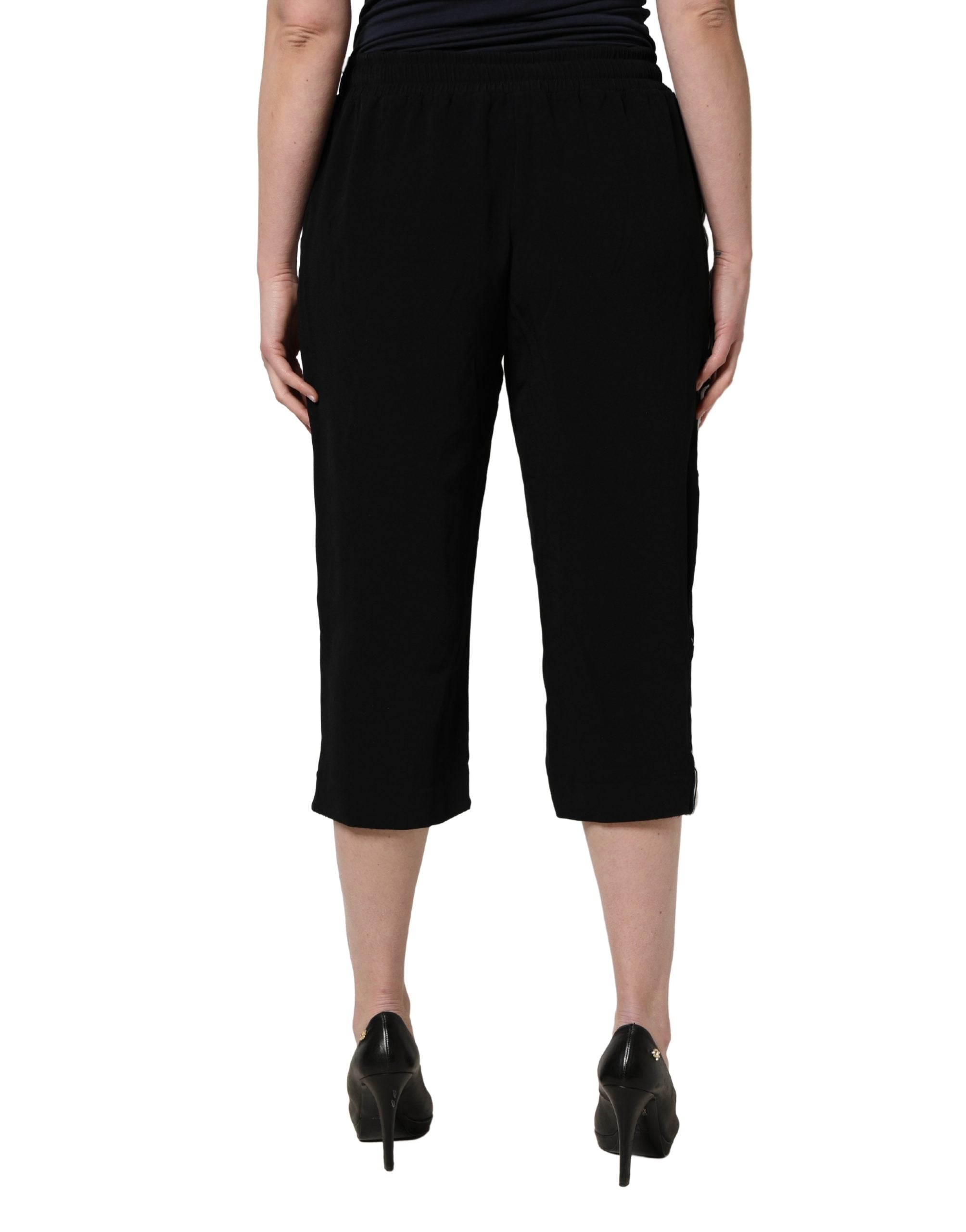 Dolce & Gabbana Black Viscose Mid Waist Cropped Women Pants