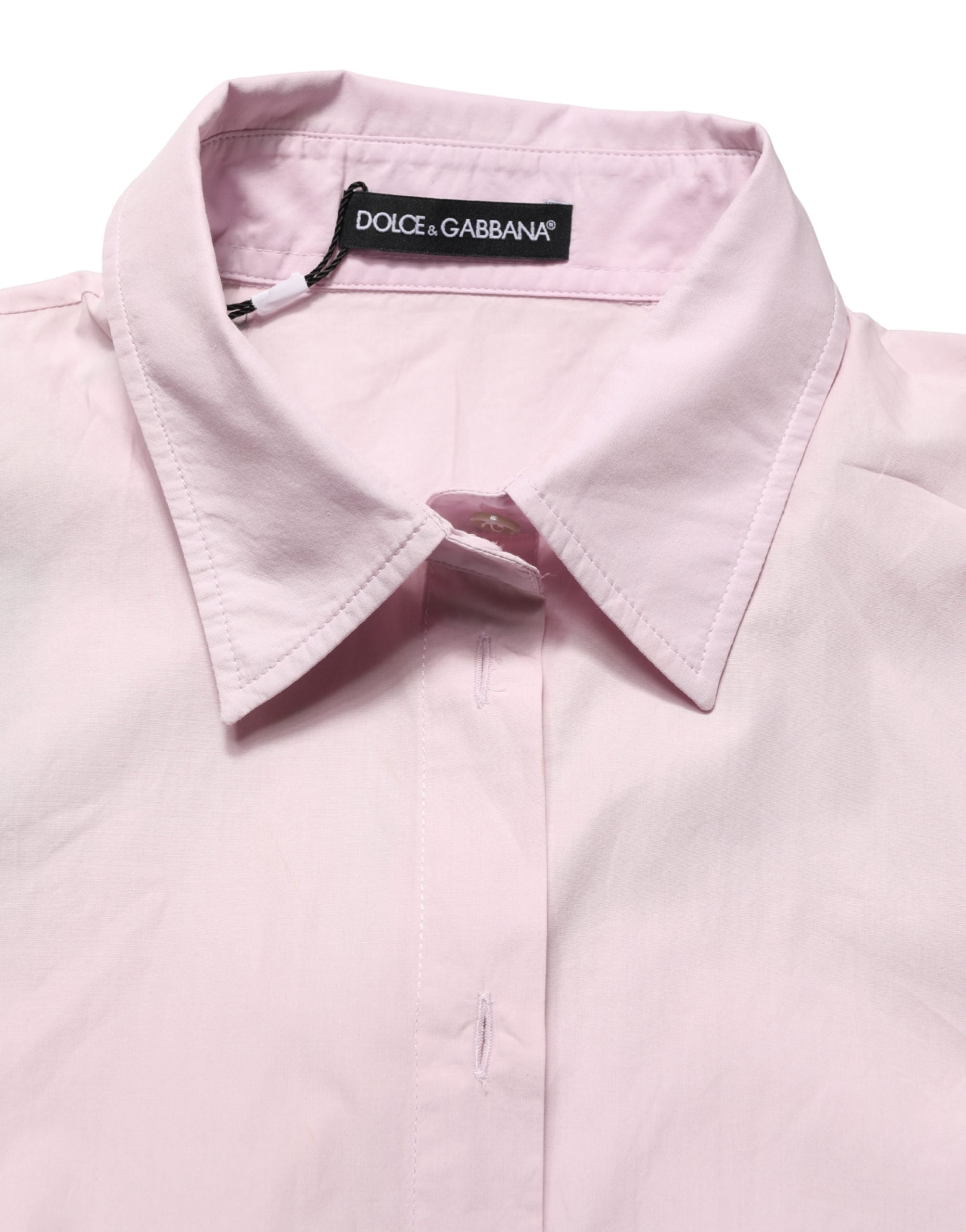 Dolce & Gabbana LightPink Cotton Collared Buttoned Blouse  Top