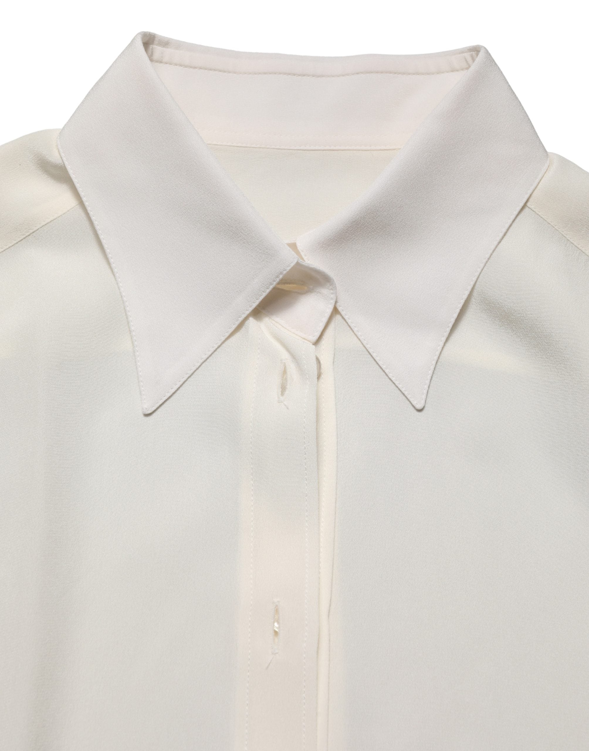 Dolce & Gabbana Off White Collared Long Sleeves Blouse Top