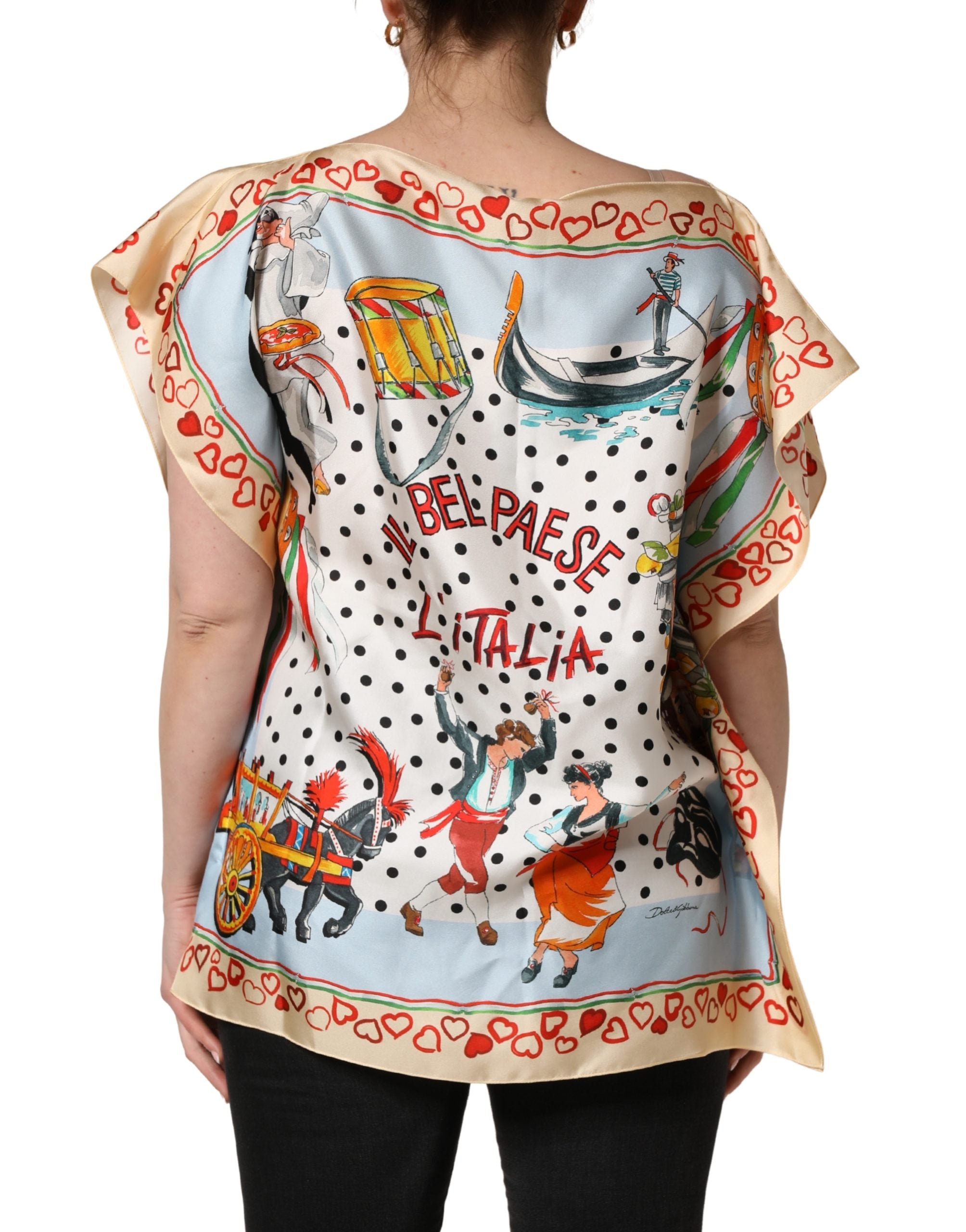 Dolce & Gabbana Multicolor Italy Scenes Graphic Silk Top