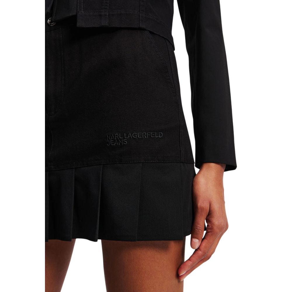 Karl Lagerfeld Black Cotton Mini Skirt