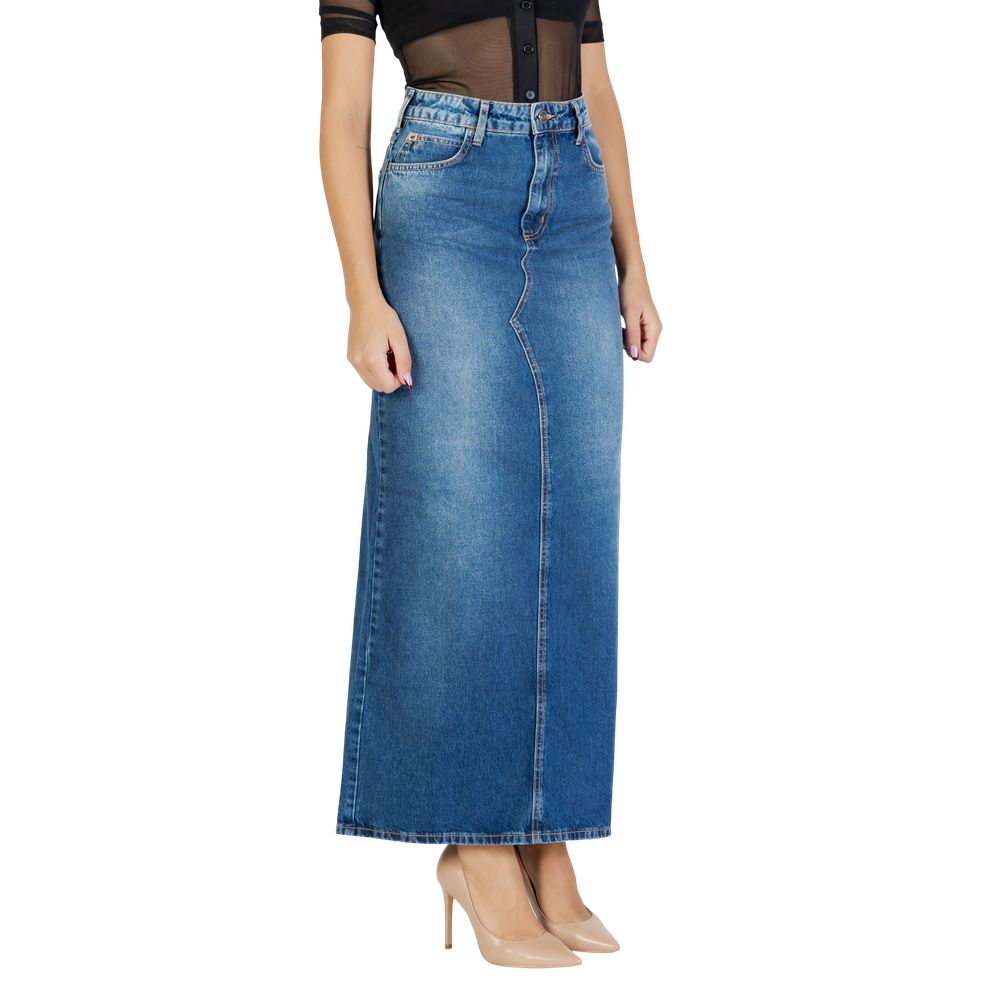 Colcci Blue Cotton Long Skirt