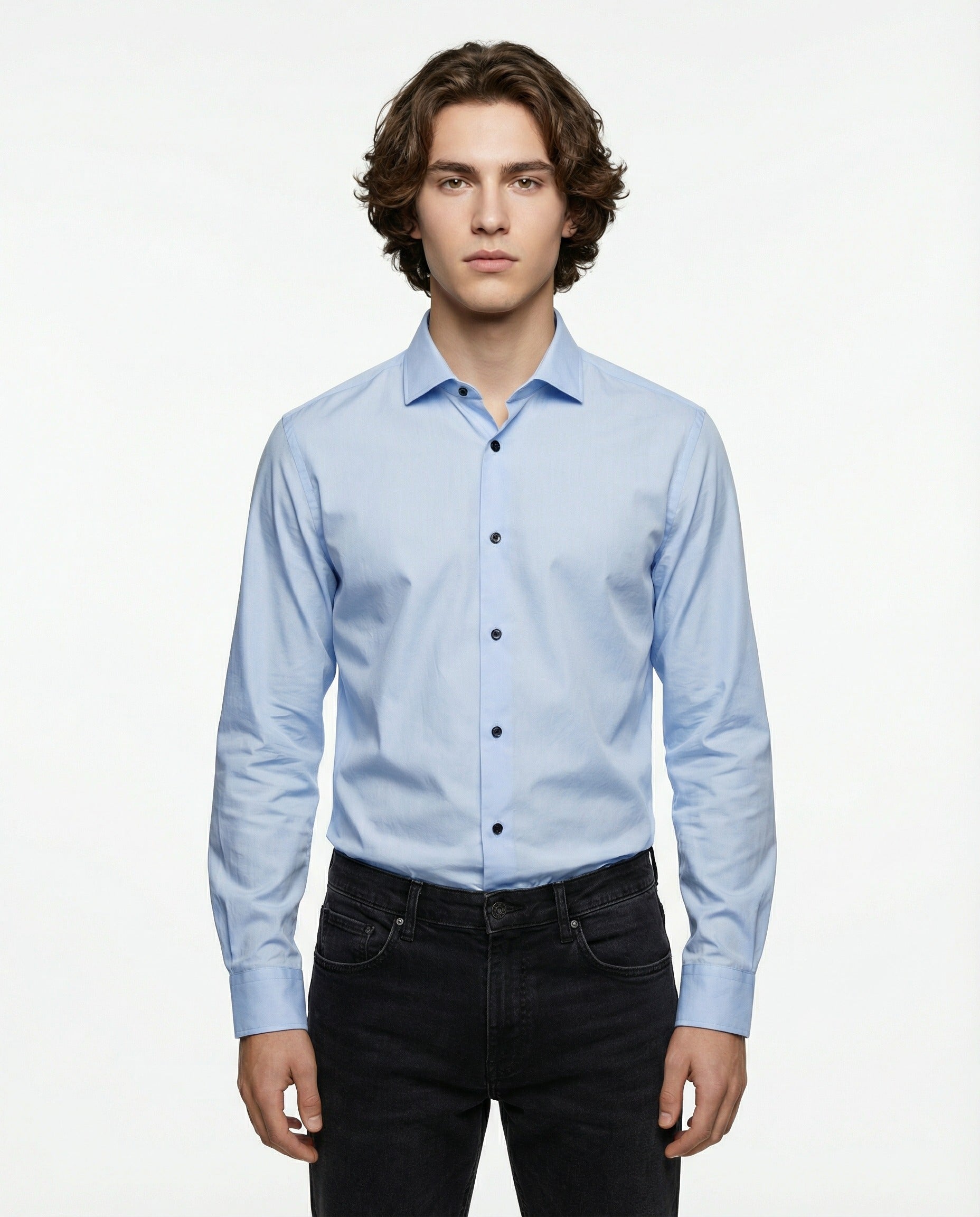 Peserico Blue Cotton Dress Shirt LUNESCAPE