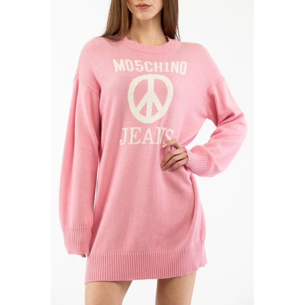 Moschino Peace Sign Pink Sweatshirt Dress