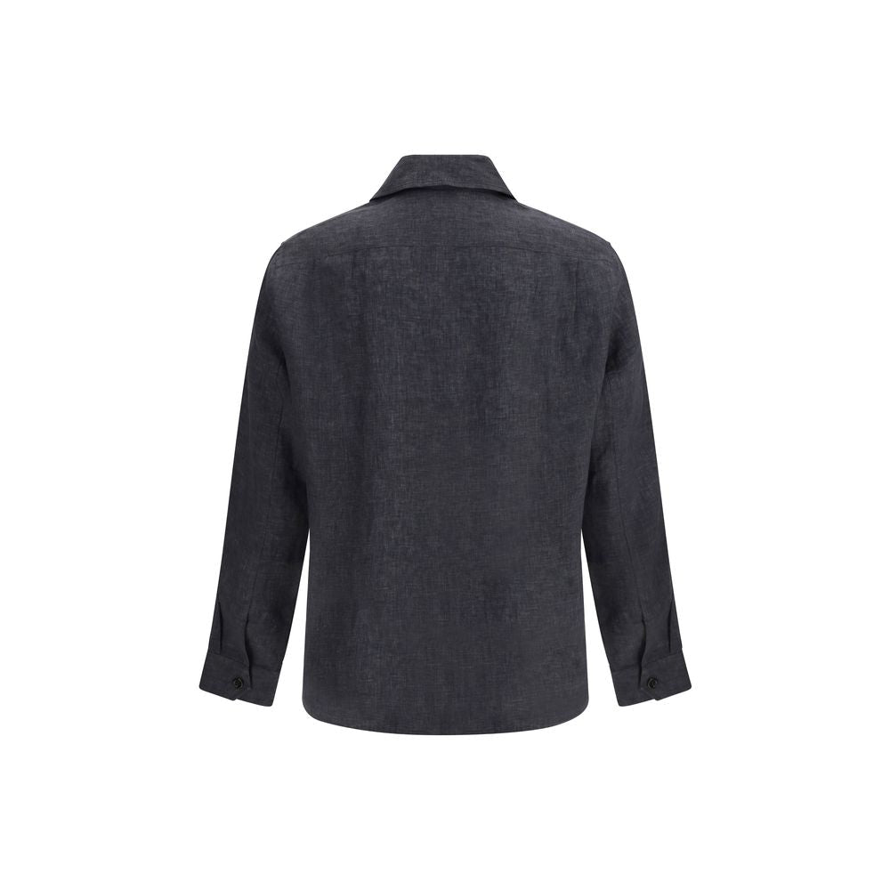 Brunello Cucinelli Gray Linen Pattern Shirt LUNESCAPE