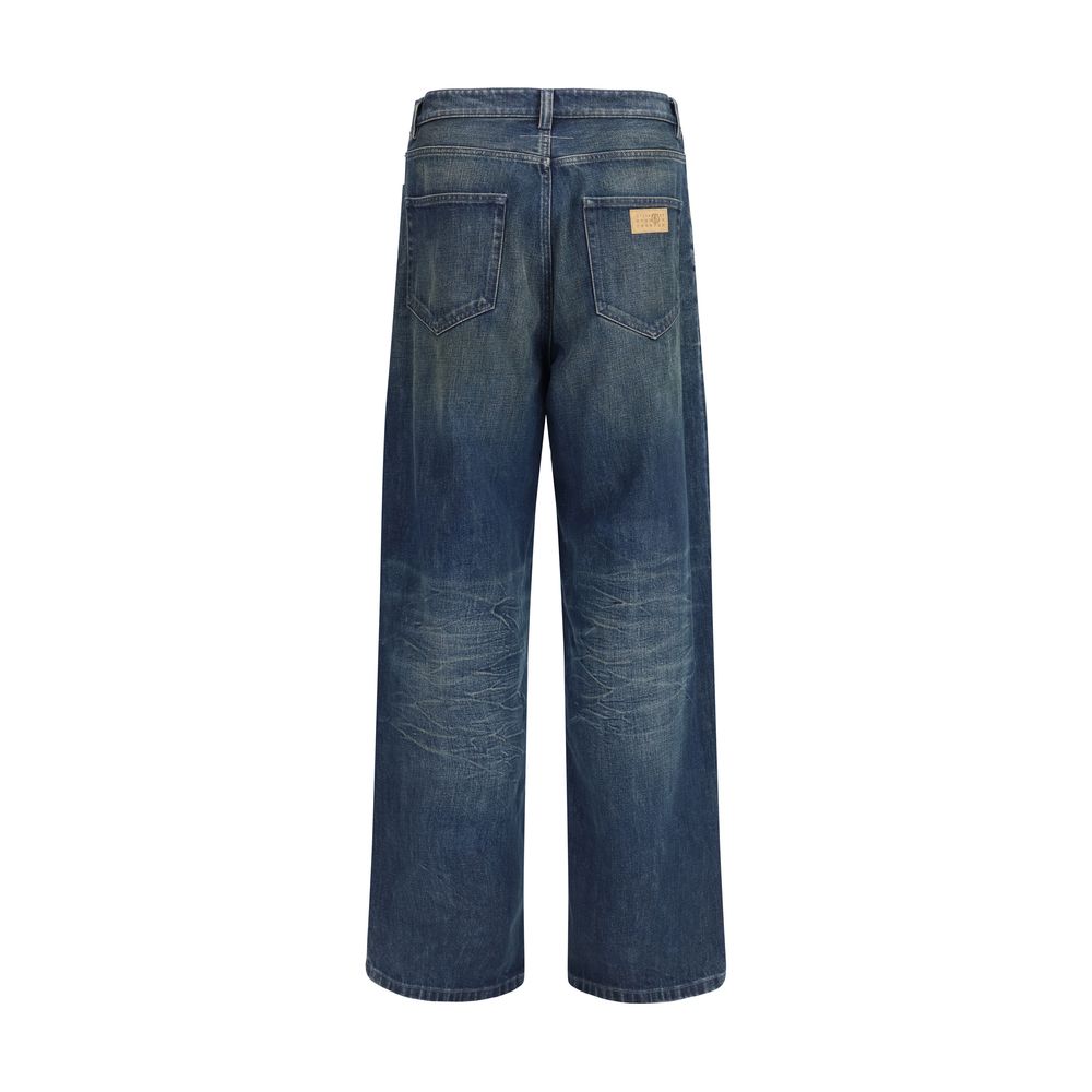 MM6 Blue Cotton Straight-Leg Jeans