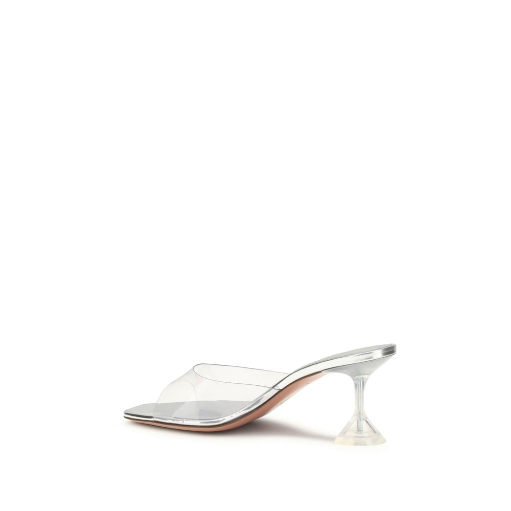 Amina Muaddi Silver Pvc Platform Sandals